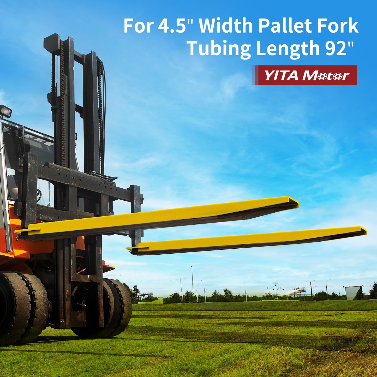 YITAMOTOR Forklift Extensions 92 Inch Length & 4.5 Inch Width, Heavy Duty Steel Fork Extender Reach, 1 Pair Pallet Fork Extension for Forklift Truck, Yellow (92"x4.5")