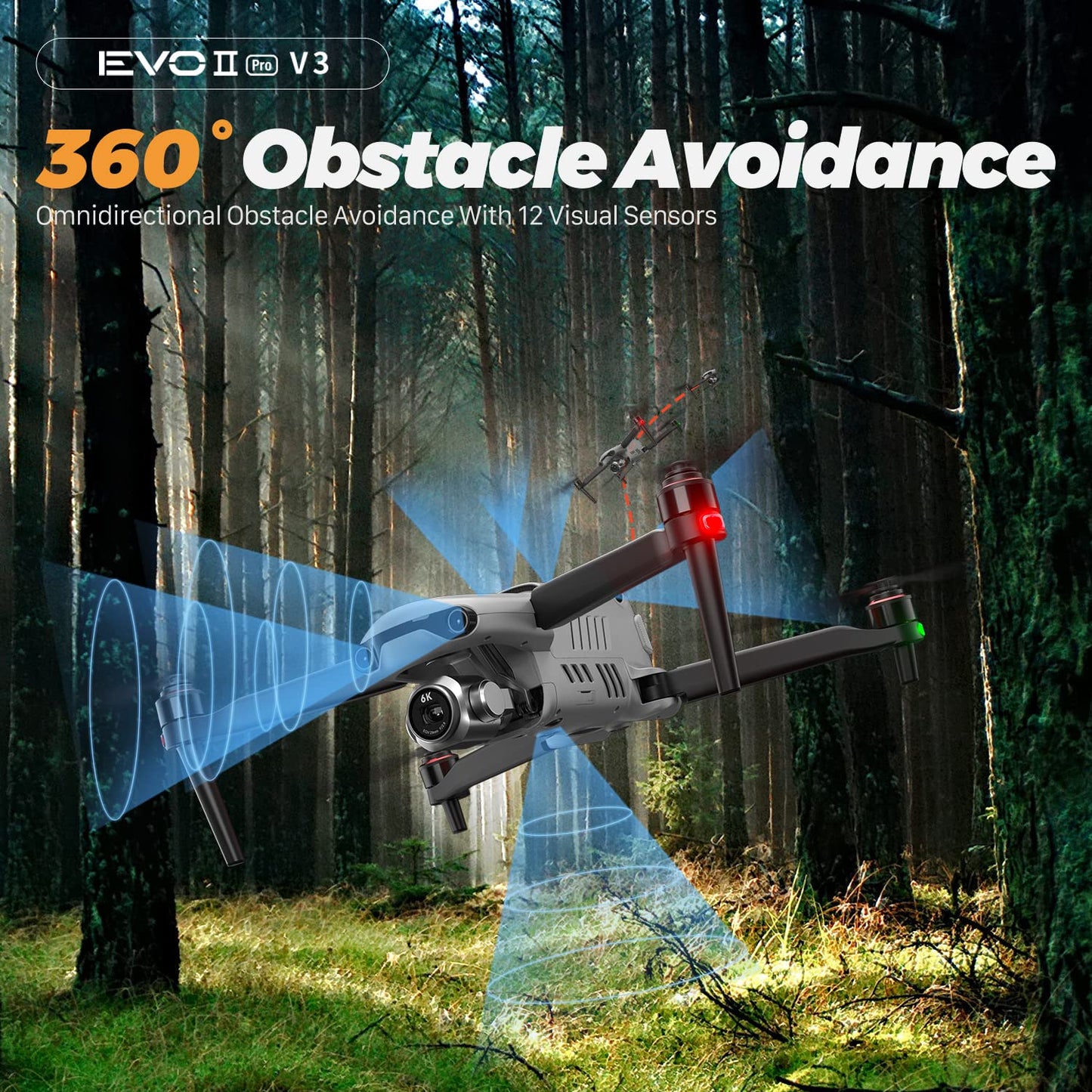 Autel Robotics EVO 2 PRO V3, Son-y 1" CMOS Sensor & 12-Bit Image 6K HDR Video EVO II Pro V3 Rugged Bundle, Moonlight Algorithm 2.0, 40 Minutes, 15KM Transmission, 360° Obstacle, SkyLink 2.0