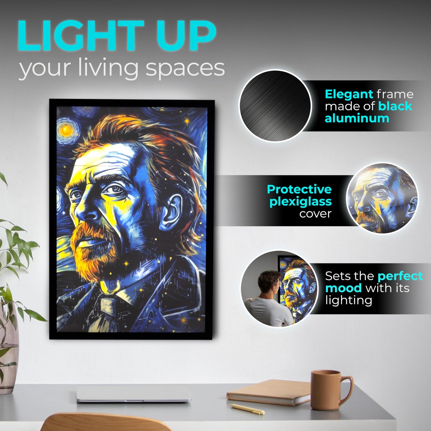 NexaFrame LED Backlit Movie Poster Frame - 24 x 36 Black Cinema Box for Posters, Framed Wall Art Lights for Paintings & Pictures, Digital Signage Display, Lighted Theater Advertising Signs, Light Box