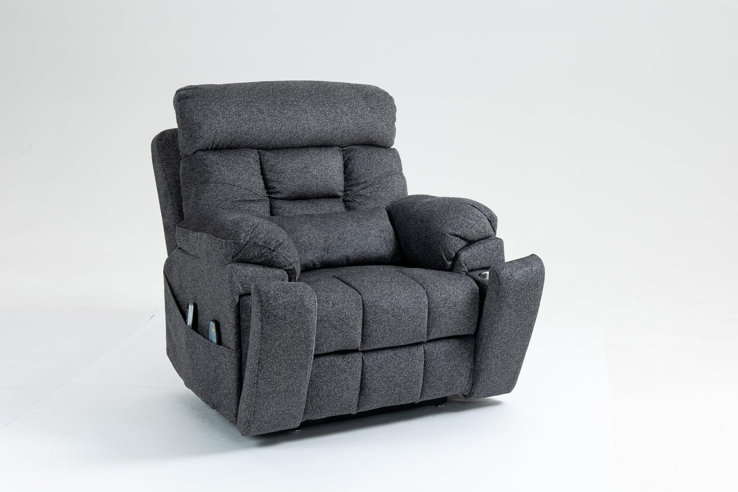 GDFStudio Oversized Power Lift Recliner Chair with 4 OKIN Motors Heat and Massage Lay Flat Electric Reclining Sofa Chair with Cup Holders Side Pockets Dual Remote Controls, Grey