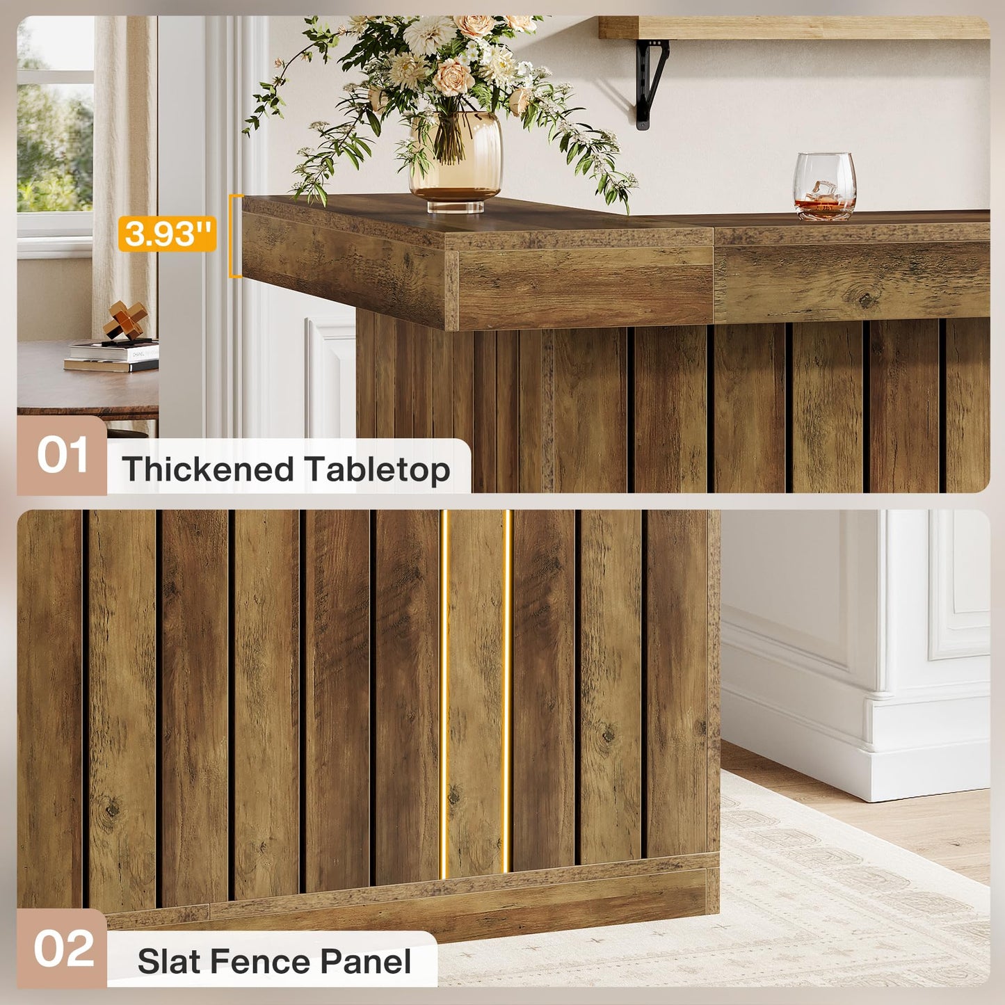 Tribesigns Reception Desk with Counter, 51" Wooden Front Desk with Storage, L Shaped Retail Counter Cashier Table Hostess Stand for Checkout, Barber, Beauty Salon, Cafe, Restaurant,Home Office