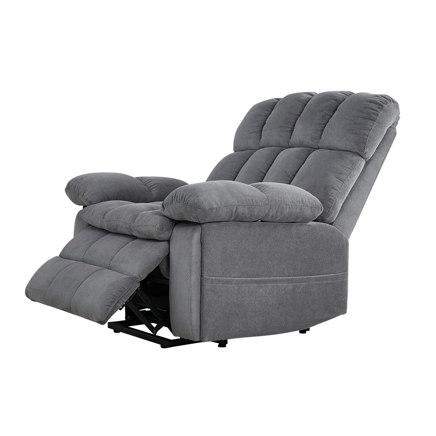 VEVOR Oversized Power Lift Recliner Chairs, Dual Motor Lift Chair with Heat and Massage for Elderly, Position Adjustable, with Side Pockets, Cup Holders and USB Port, Chenille Fabric, Light Gray