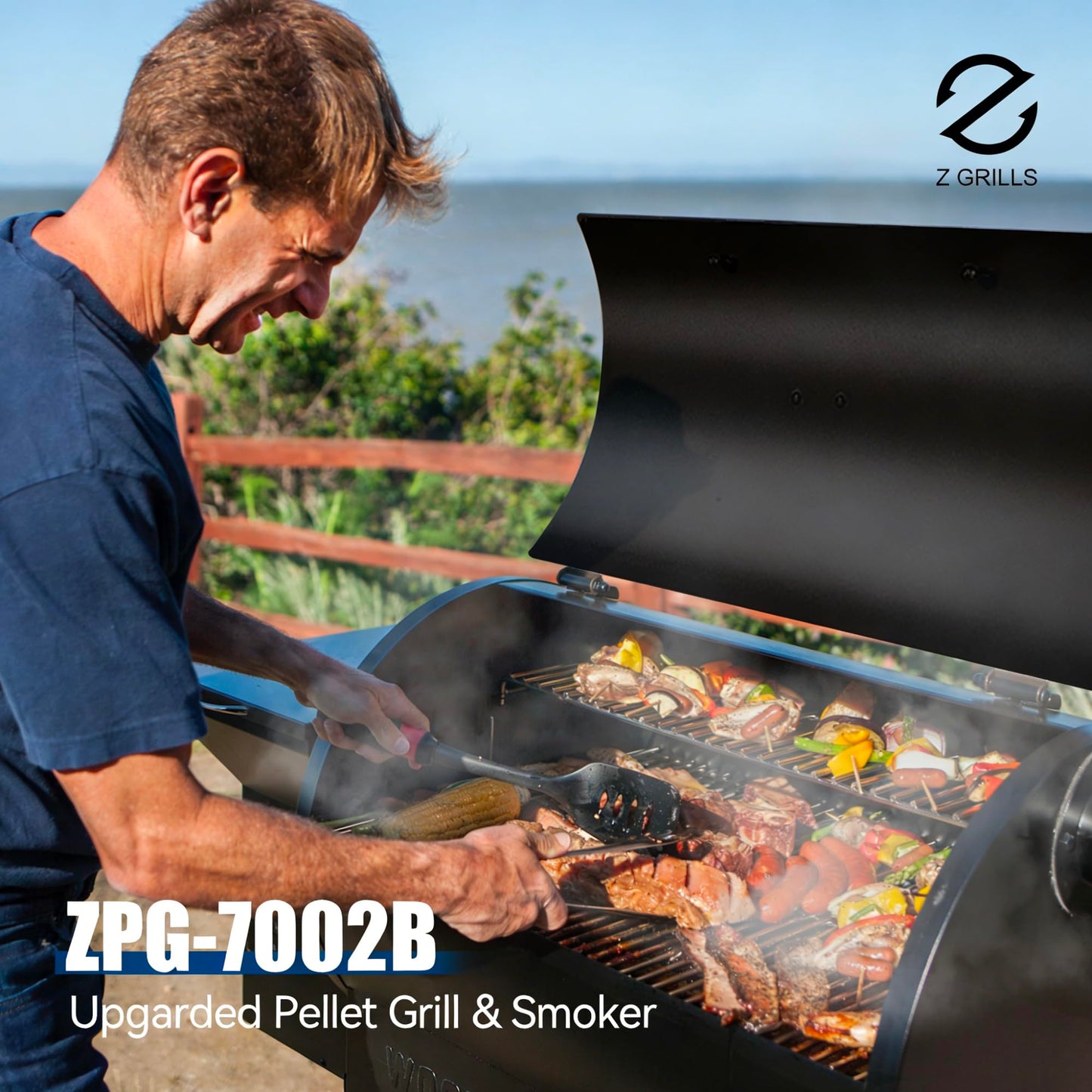Z GRILLS 2026 Upgrade 8-in-1 BBQ Pellet Grill & Smoker, 697 sq in Cooking Area, PID Auto Temperature Control, 28 lbs Hopper Capacity, Outdoor Grill, Black (Grill Cover Included)