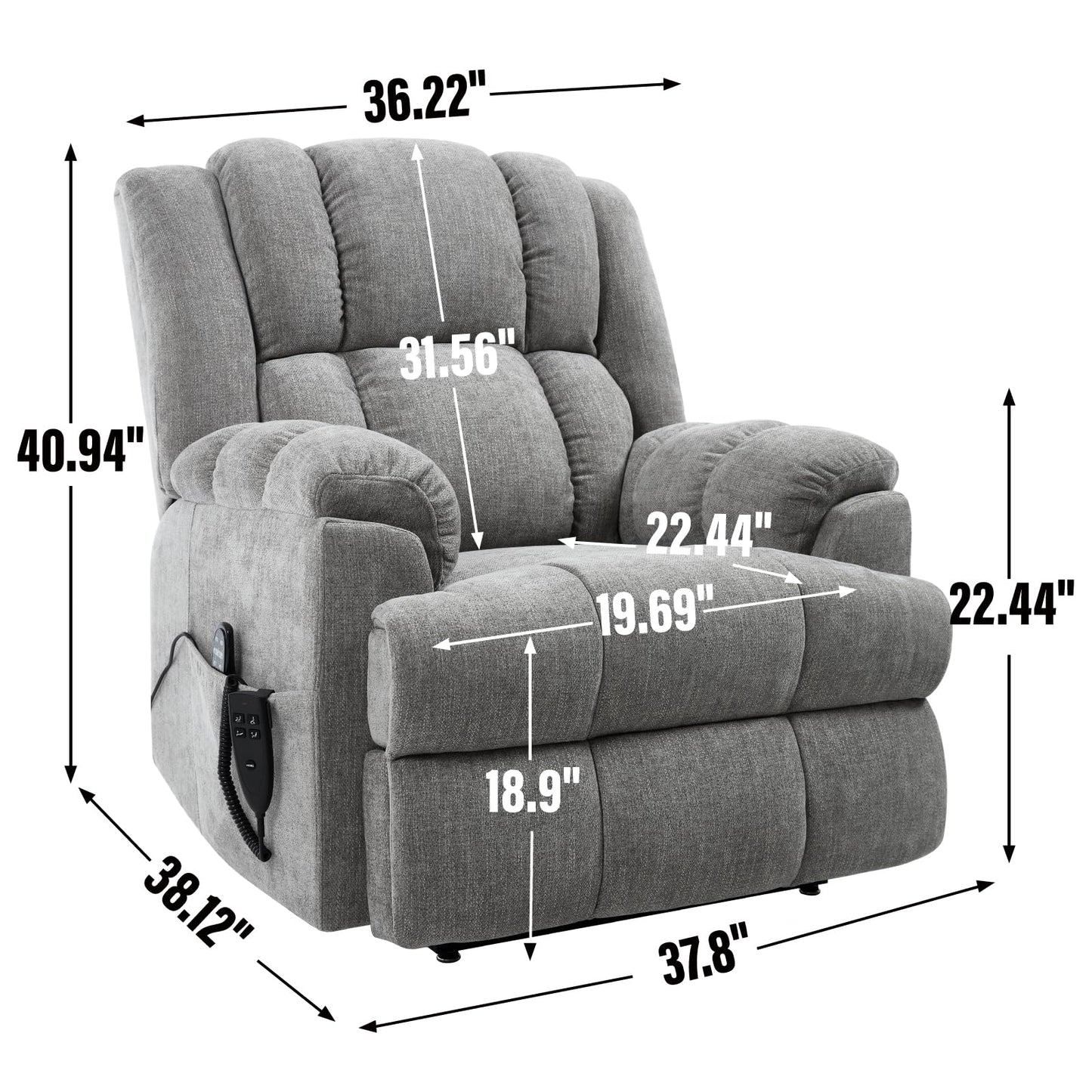 KEIKI Dual Motor Power Lift Recliner Chair,Massage Up to 350 LBS, Lift Recliners with Power-Remote
