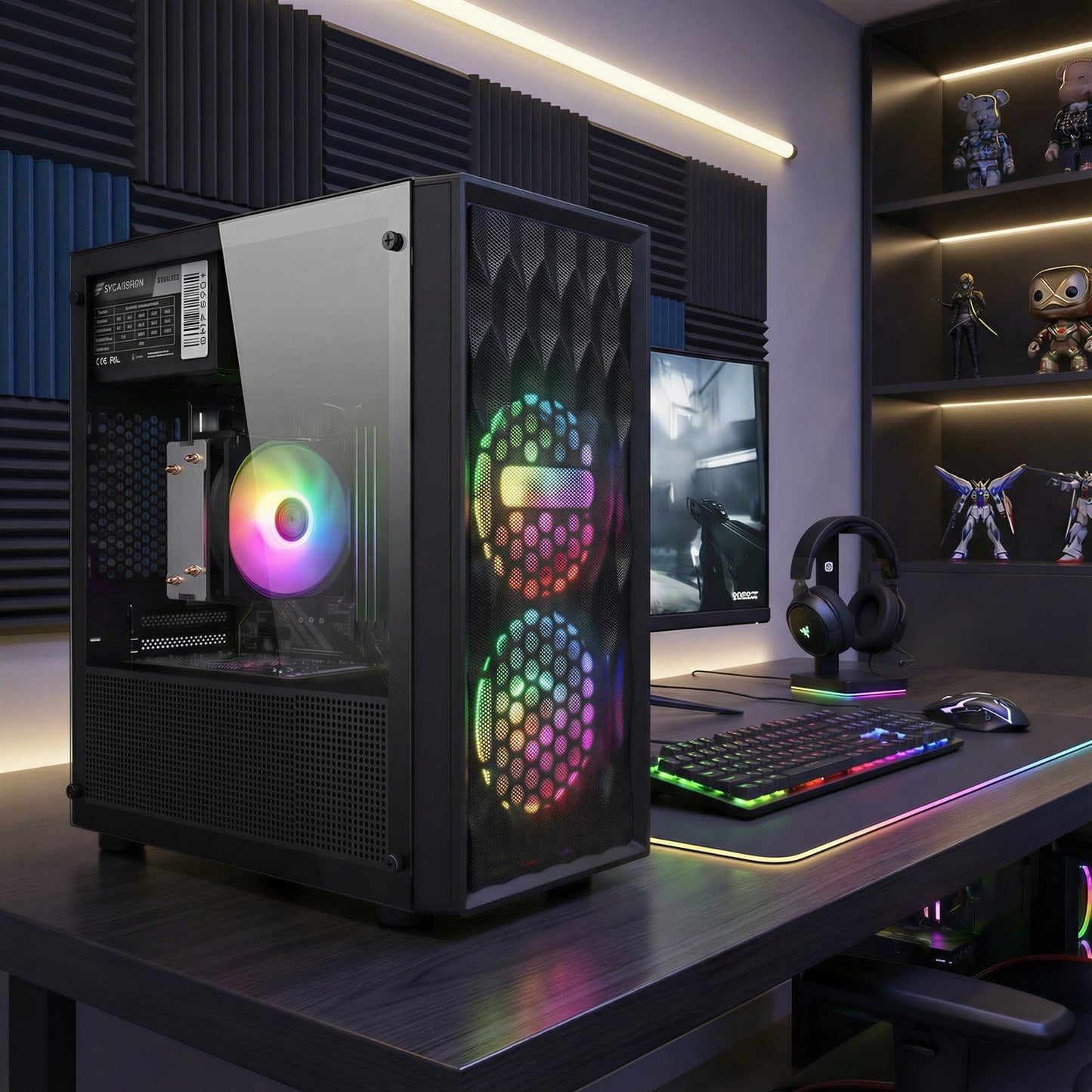 STGAubron Gaming PC Computer Desktop, AMD Ryzen 5 5500 up to 4.2GHz, GeForce RTX 3050 6G, 16G DDR4, 512G SSD, WiFi 6 5G & BT 5.2, RGB Fan x2, Windows 11 Home