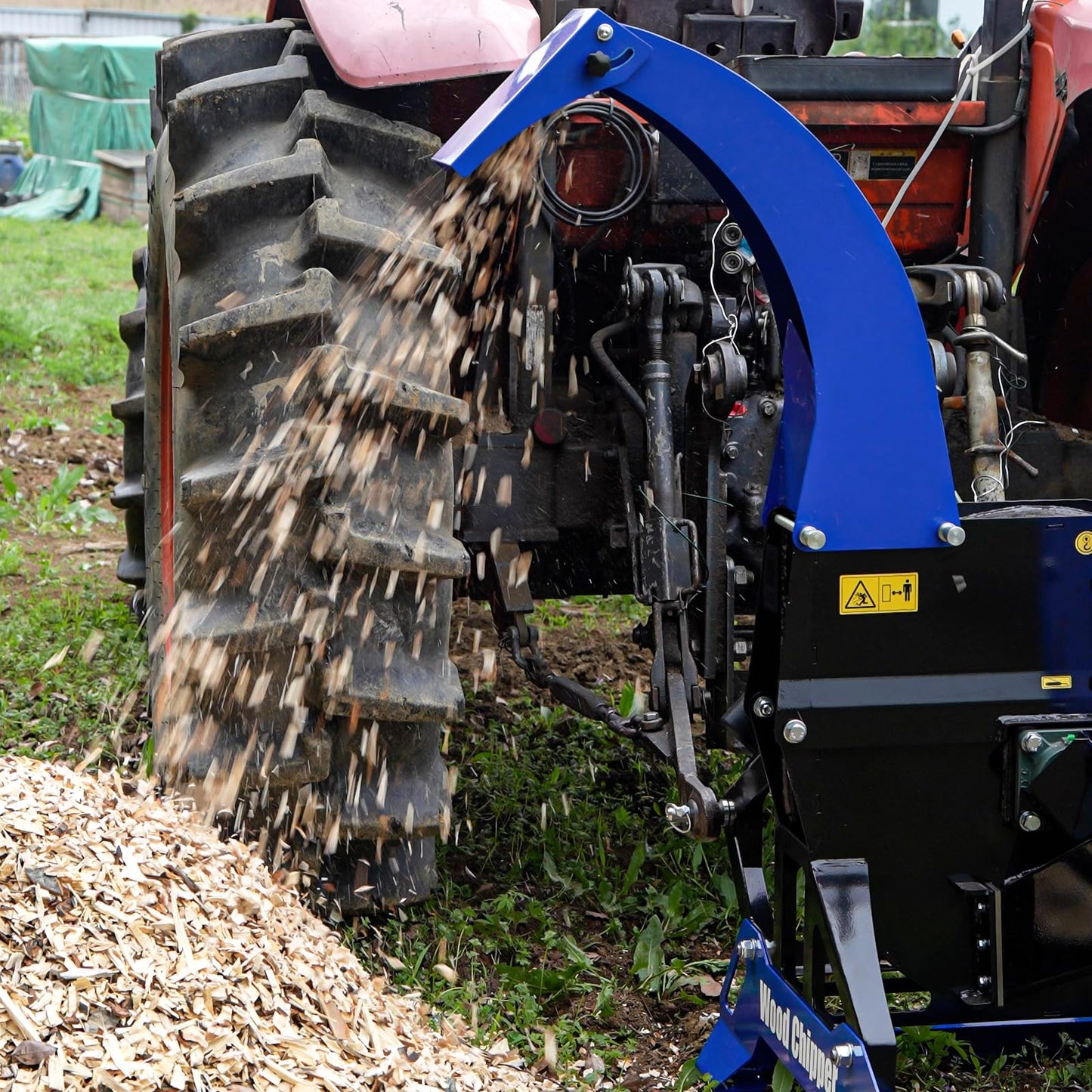 BILT HARD 5 Inch 3 Point PTO Powered Wood Chipper for 15-50 HP Tractors, Leaf Branch Shredder Mulcher, Category 1 Hitch and Quick Hitch Compatible, 25" Rotor with Reversible Blades