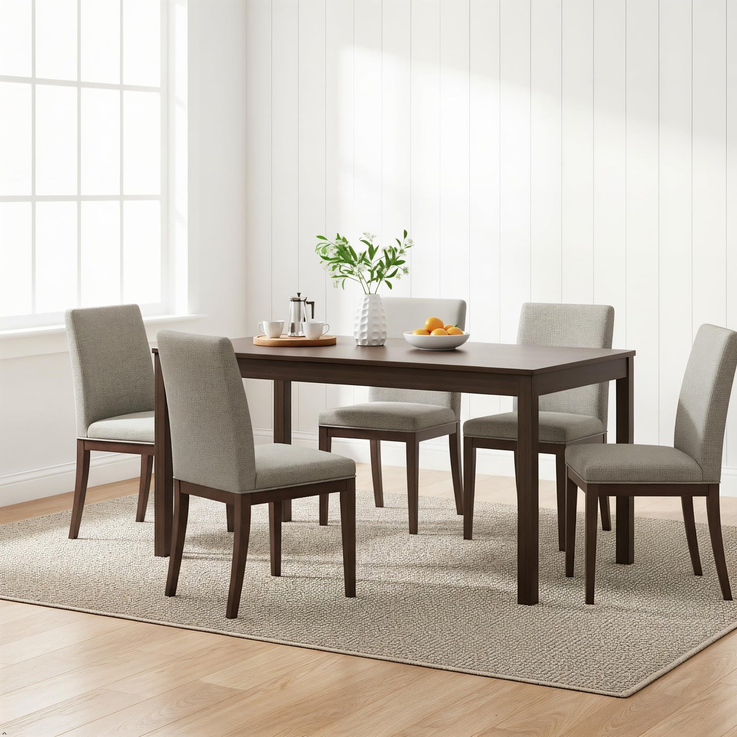 Grain & Grove Davie 60 Inch Dining Table, Large Rectangular Wooden Table for Kitchen/Dining Room, Wood Table for Dining Room, Home Office, Living Room Furniture, Walnut