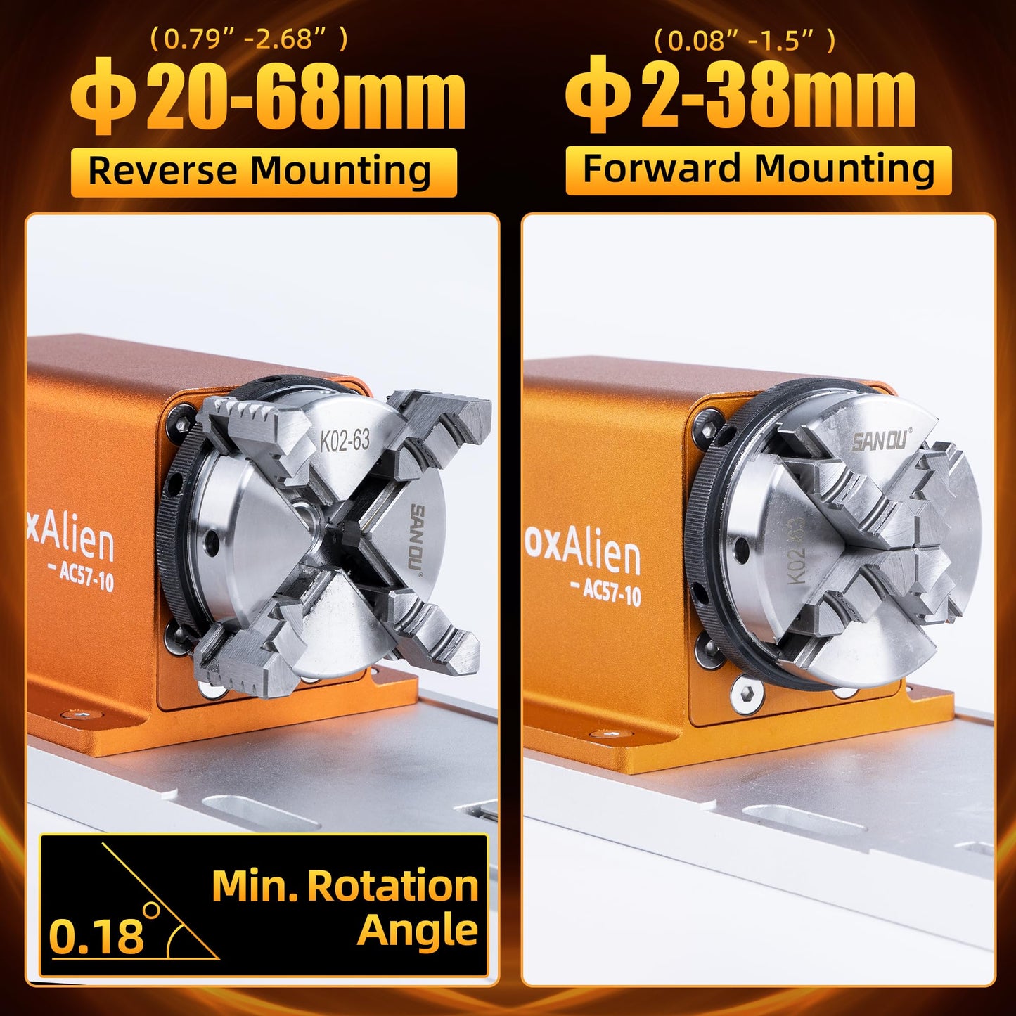 FoxAlien 4th Axis Rotary Module for Masuter 3S, XE-Ultra, XE-PRO CNC Router Machine, with NEMA23 Closed Loop Stepper 10:1 Reduction Gearbox for Cylindrical Wood Metal Engraving (AC57-10)