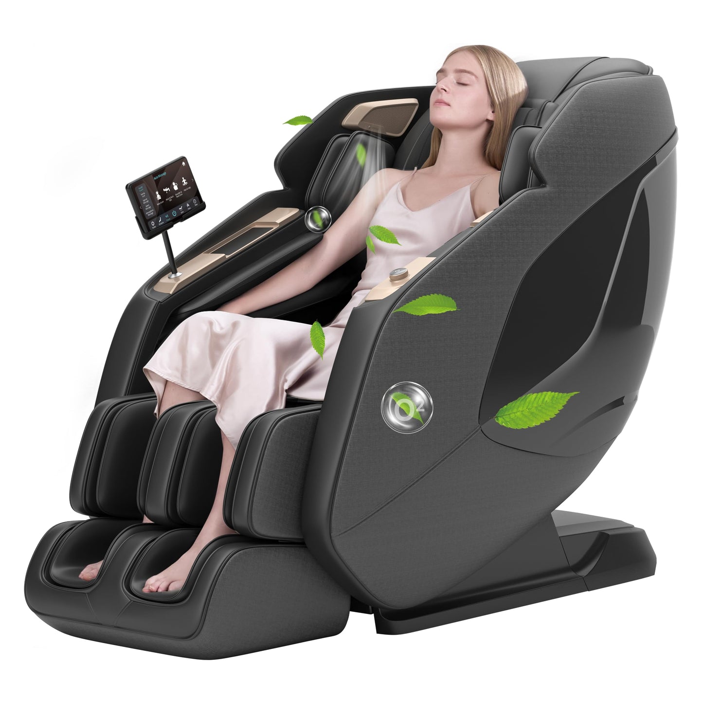 Real Relax 4D Massage Chair Full Body, Zero Gravity SL Track Recliner with Backlit Toch Pad, Negative Ion Purification, Aromatherapy, 20 Auto Modes, Yoga Stretching, Auto Body Scan, Black