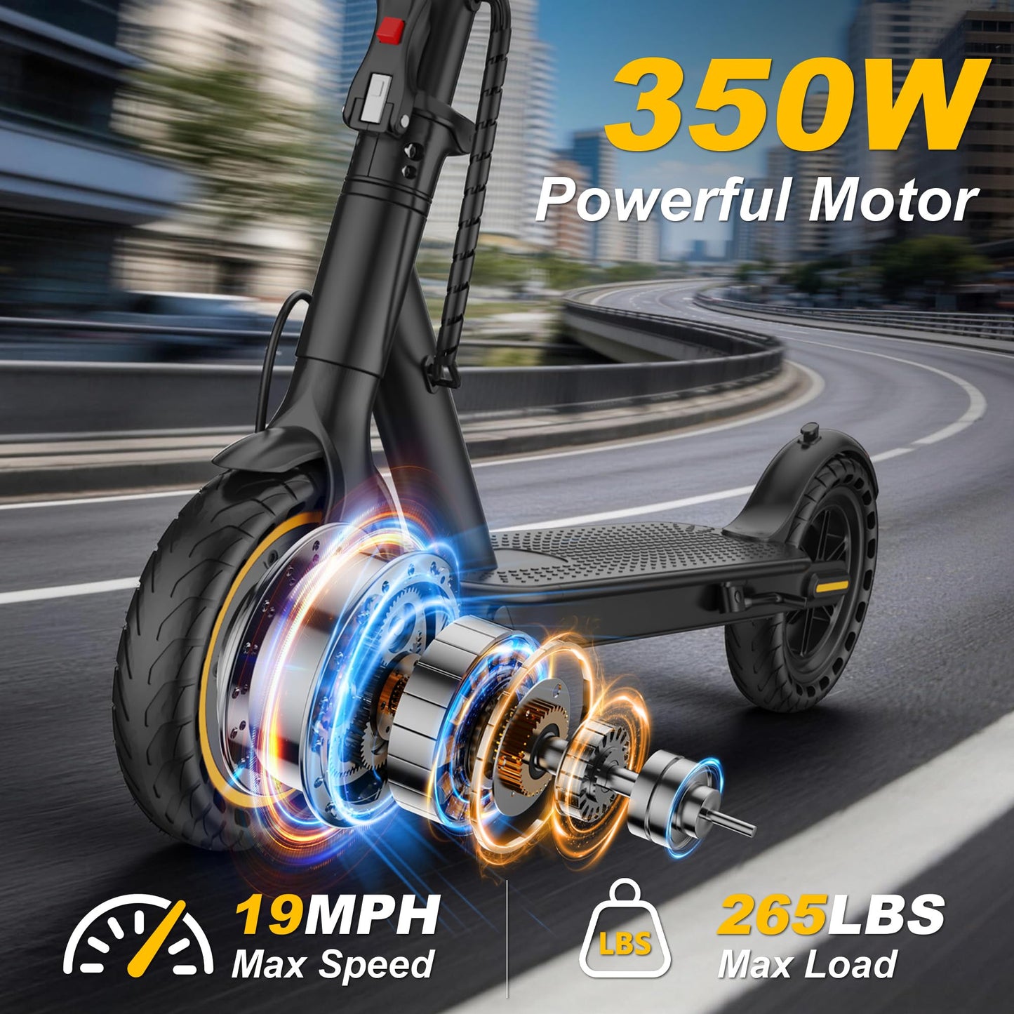 Electric Scooter, 500/350W Motor & 10"/8.5" Solid Tires, Up to 22/19 MPH & 25/15 Miles Rang, Foldable Commuter E Scooter for Adults & Teens
