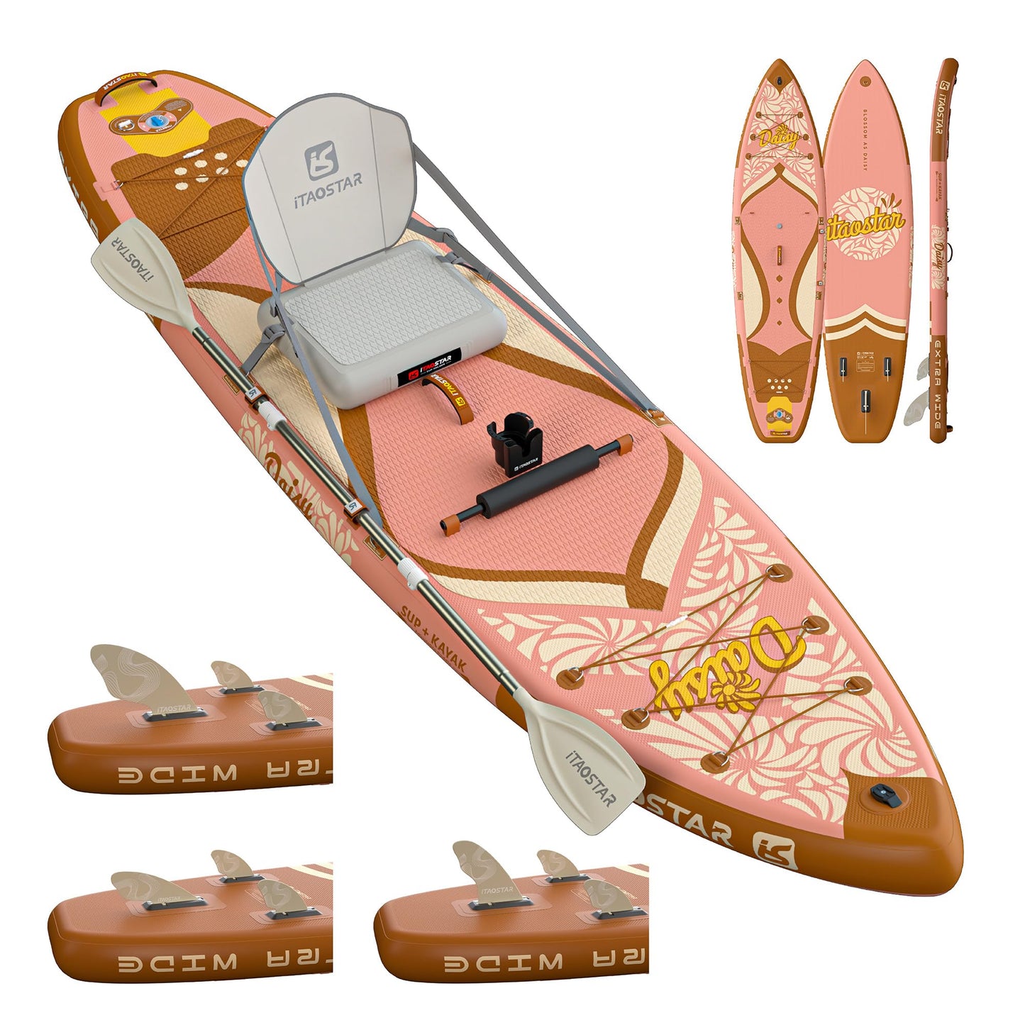 iTAOSTAR D03DP 35" Extra Wide Paddle Board for Better Balance, Inflatable Stand Up Paddle Board with Kayak Seat, Inflatable Paddle Boards for Adults of All Skill Levels with Premium SUP Accessories