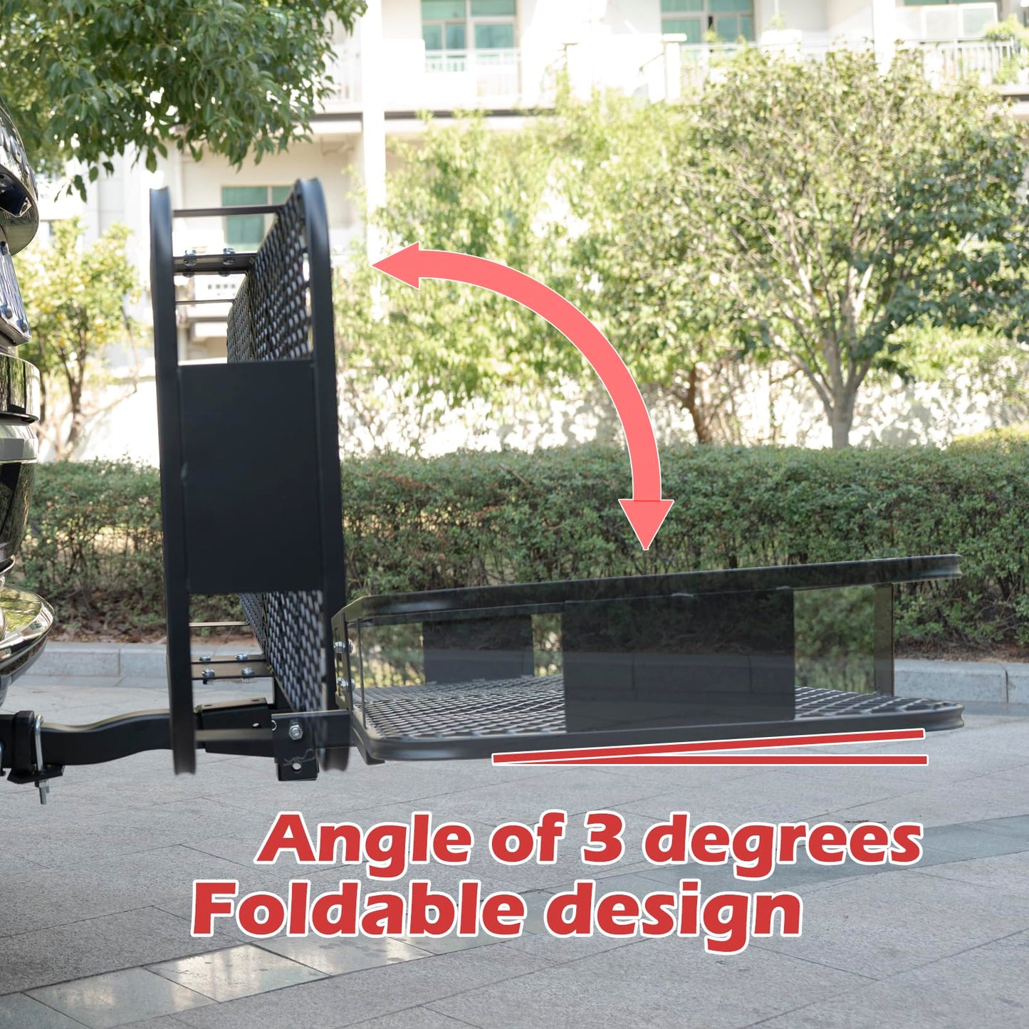 60x 20x 6 Folding Trailer Hitch Mount Cargo Carrier with 58x24x19 Waterproof Bag, Stabilizer, Net & Straps 500LBS Capacity, Powder Coating Luggage Rack Basket Car Storage, Fits 2" Receiver