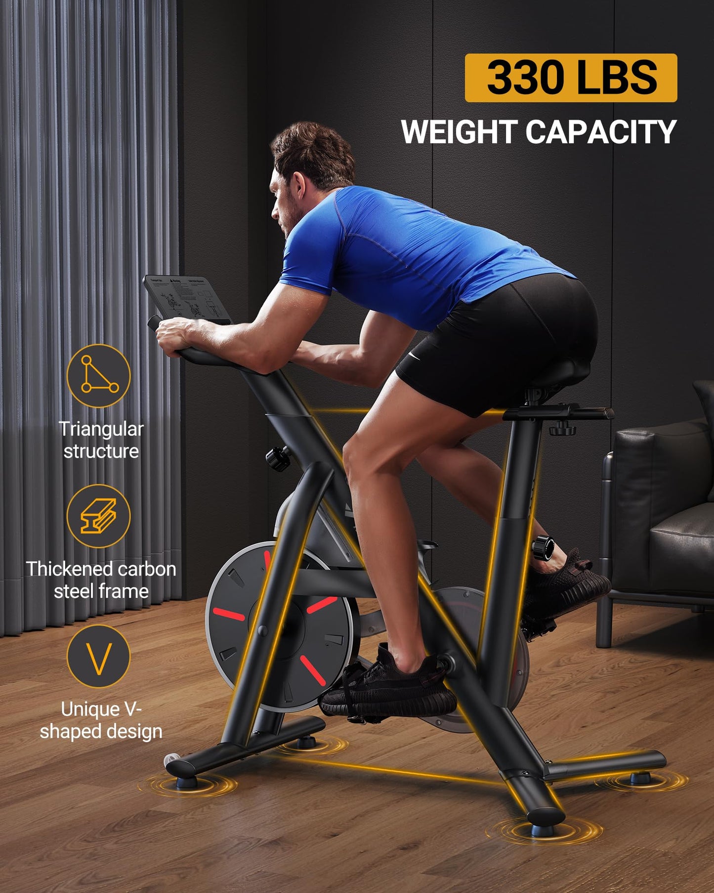 MERACH Exercise Bike, Bluetooth Stationary Bike for Home with Exclusive APP, Indoor Cycling Bike with Magnetic Resistance, 330lbs Weight Capacity