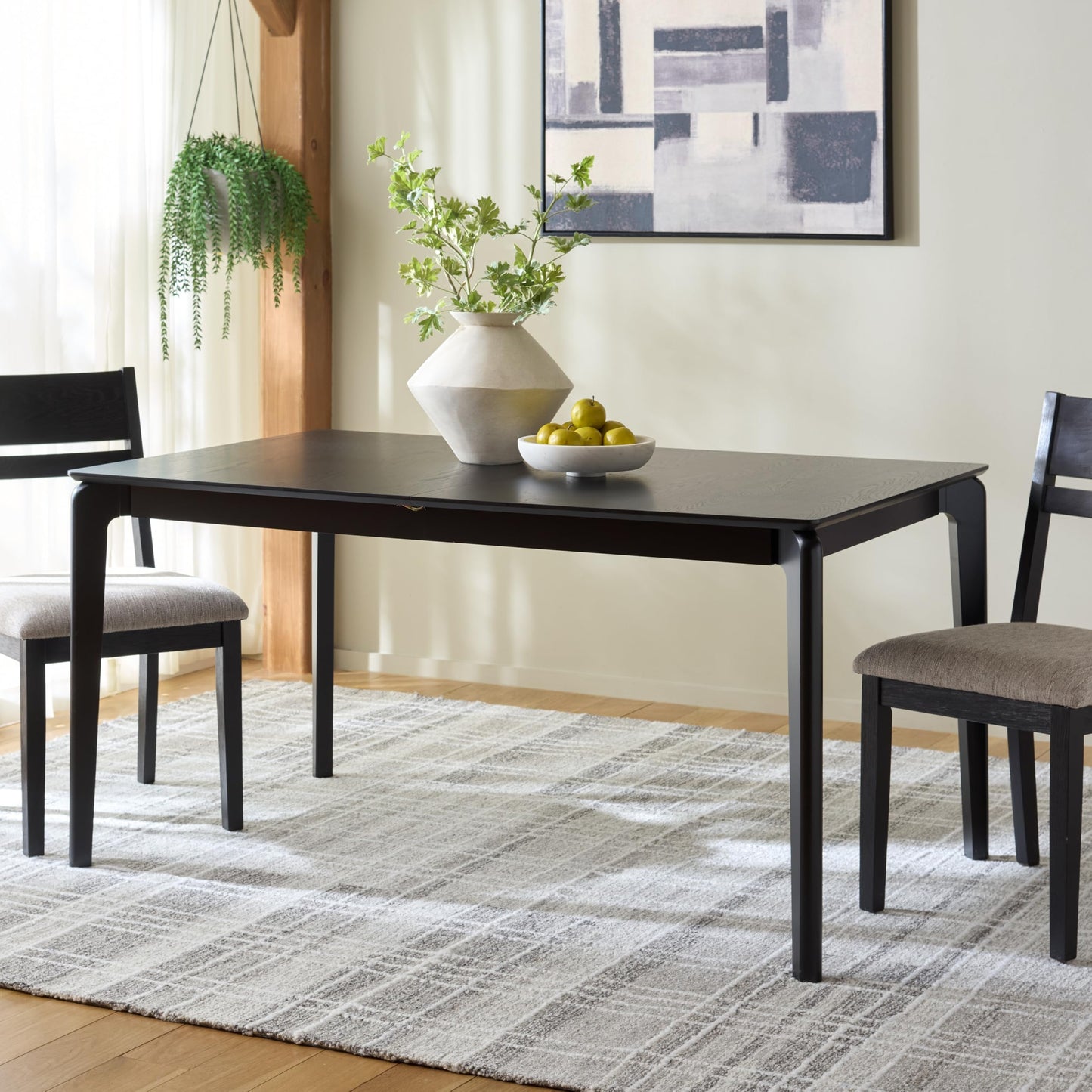 SAFAVIEH Furniture - Hammis 59" - 76" Extendable Dining Table - Black Solid Wood - Fully Assembled - Expandable Table for Dining Room & Kitchen (DTB4304A)