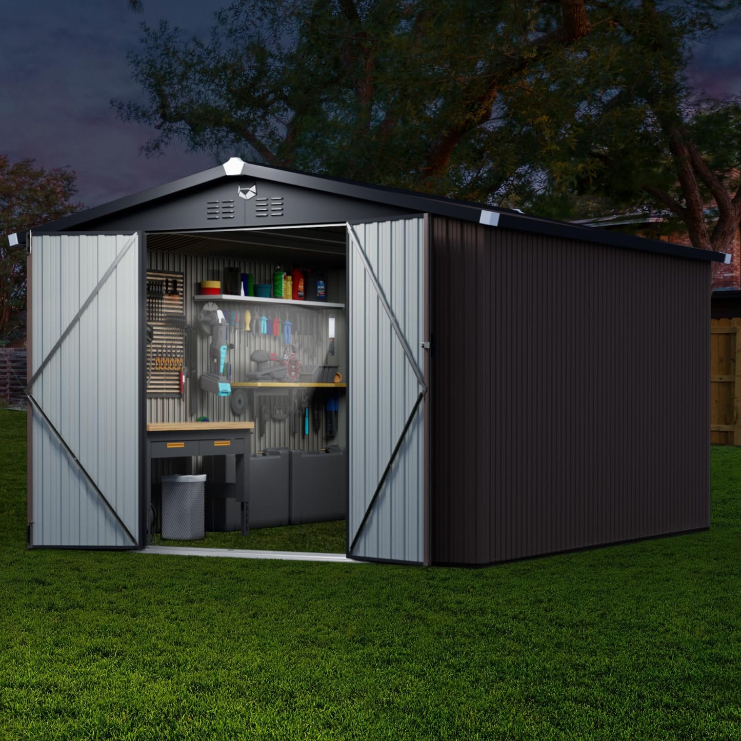 Metal Storage Shed,10x8 Outdoor Storage Building,Large Backyard Garden Sheds with Lockable Door,Waterproof Outside Storage Sheds with Locking Doors