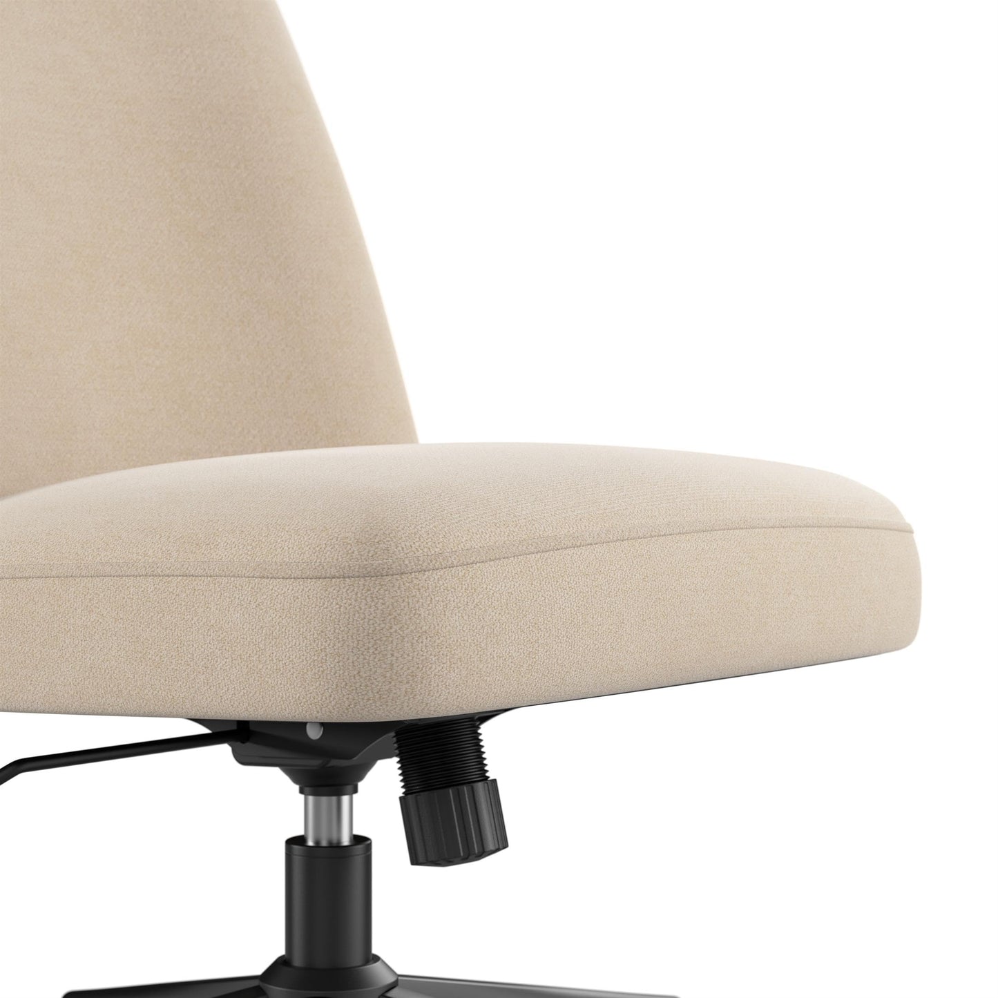 Bush Furniture Serenity Mid Back Armless Office Chair with Wheels in Soft Beige Fabric, Workspace Seating Solution for Small Computer Desk