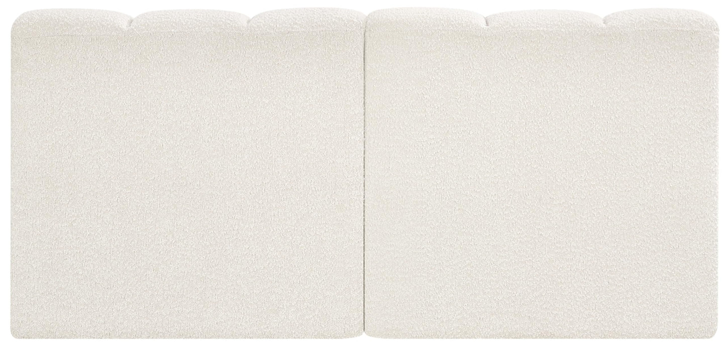Meridian Furniture 102Cream-S2A Arc Collection Modern | Contemporary Modular Sofa with Rich Cream Boucle Fabric, Deep Channel Tufting, Modular Design, 60" W x 31" D x 30" H, Cream