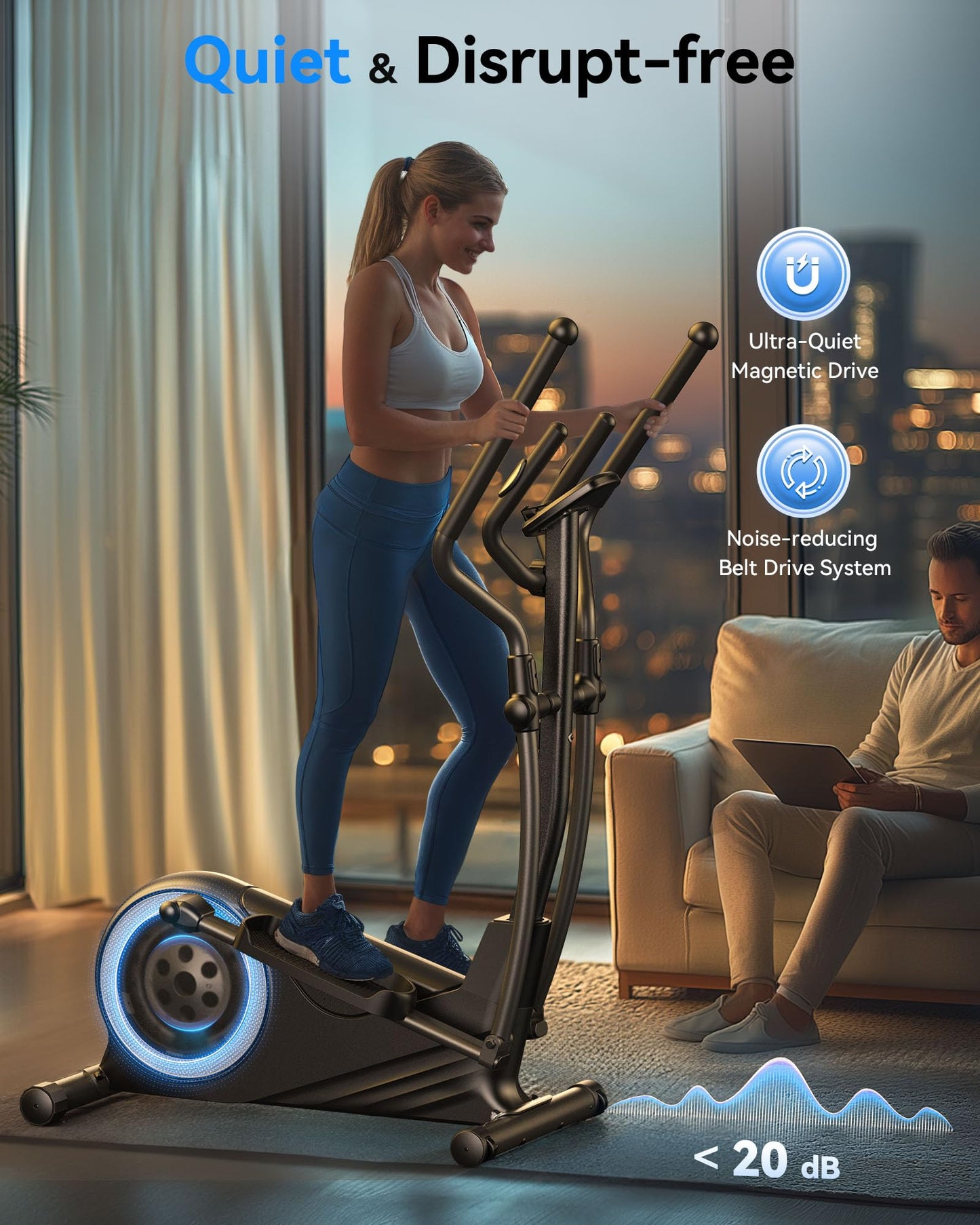 Niceday Elliptical Exercise Machine, Elliptical Machine for Home, Elliptical Training Machine with 15.5IN Stride, Magnetic Elliptical Trainer with16 Resistance Levels, 400LBS Loading Capacity Black