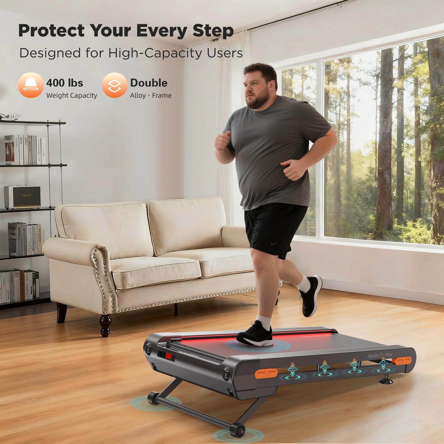 Vitalwalk Walking Pad Treadmill with Incline, 43"x18" Wide Full Deck, Auto Incline, Portable Under Desk Treadmills for Home Office, 4-Way Mobility & Vertical Store, Heavy Duty, APP, Grey, Extra Large