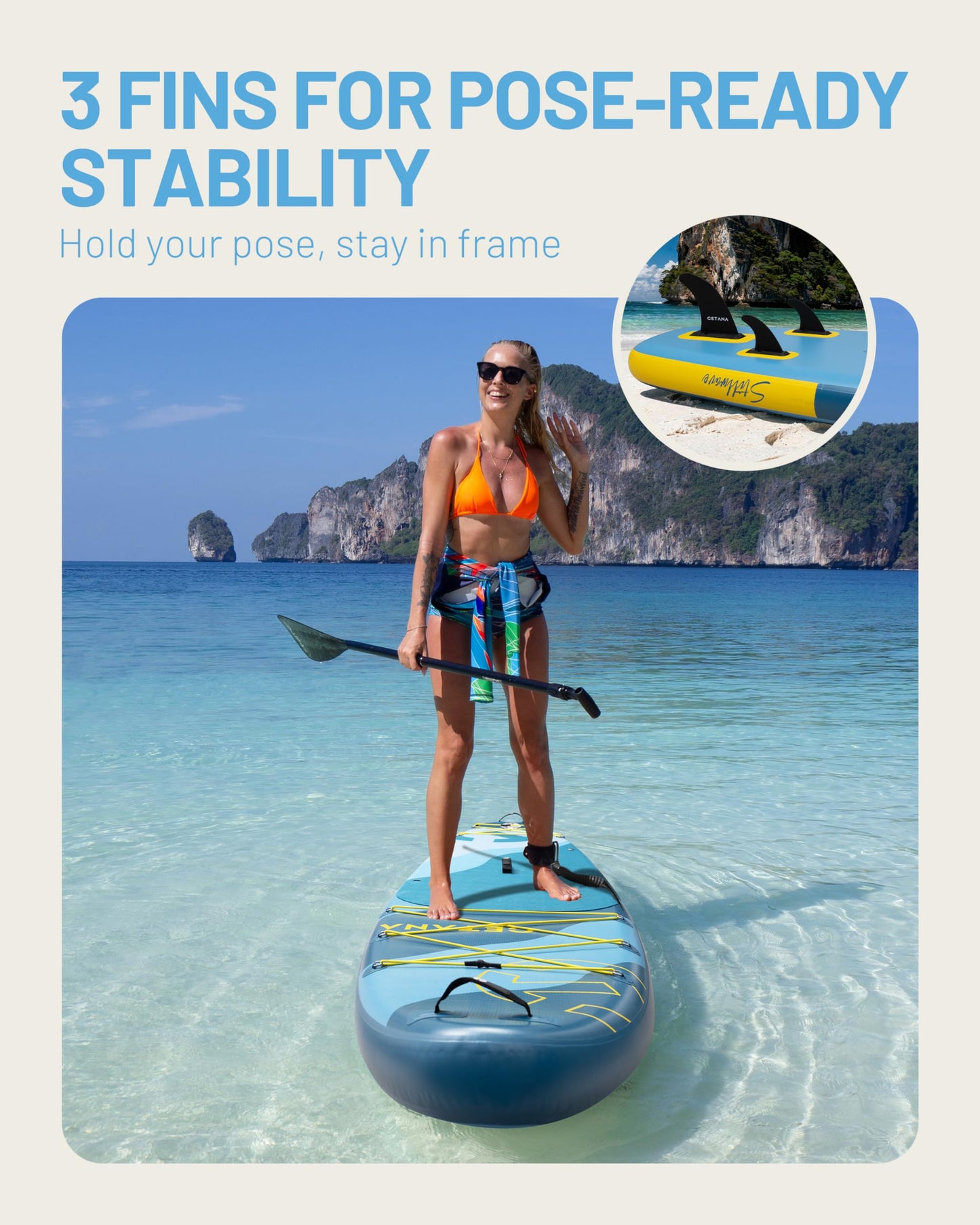 CETANA 11’6” x 35” Extra Wide Inflatable Paddle Board, 450 lb Capacity Wide Stable SUP, 2–3 Person Paddle Board for Photos, Aesthetic Photo-Ready Design, Beginner Friendly Stand Up Paddle Board