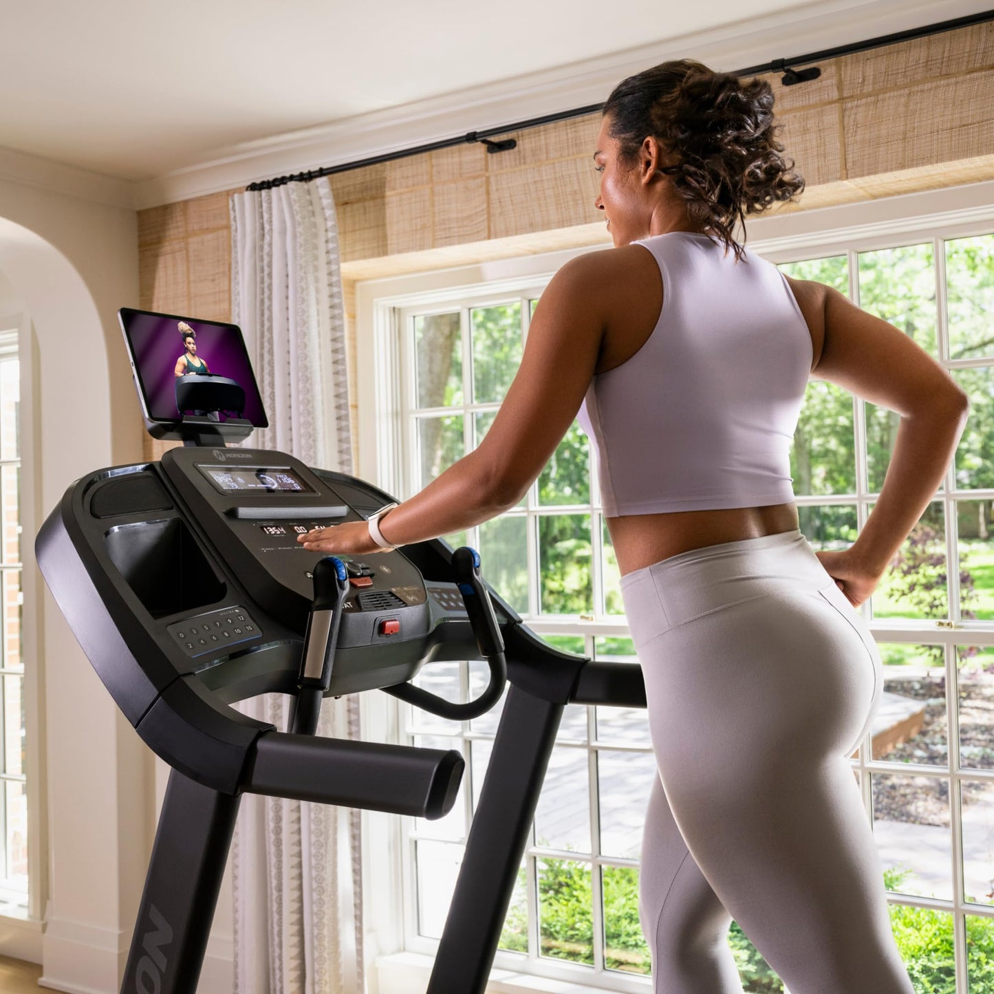 Horizon Fitness 7.0AT Treadmill, Black, Heavy Duty, LCD Display, Built-in Speakers, Heart Rate Monitor, USB Charging Port, Wheeled