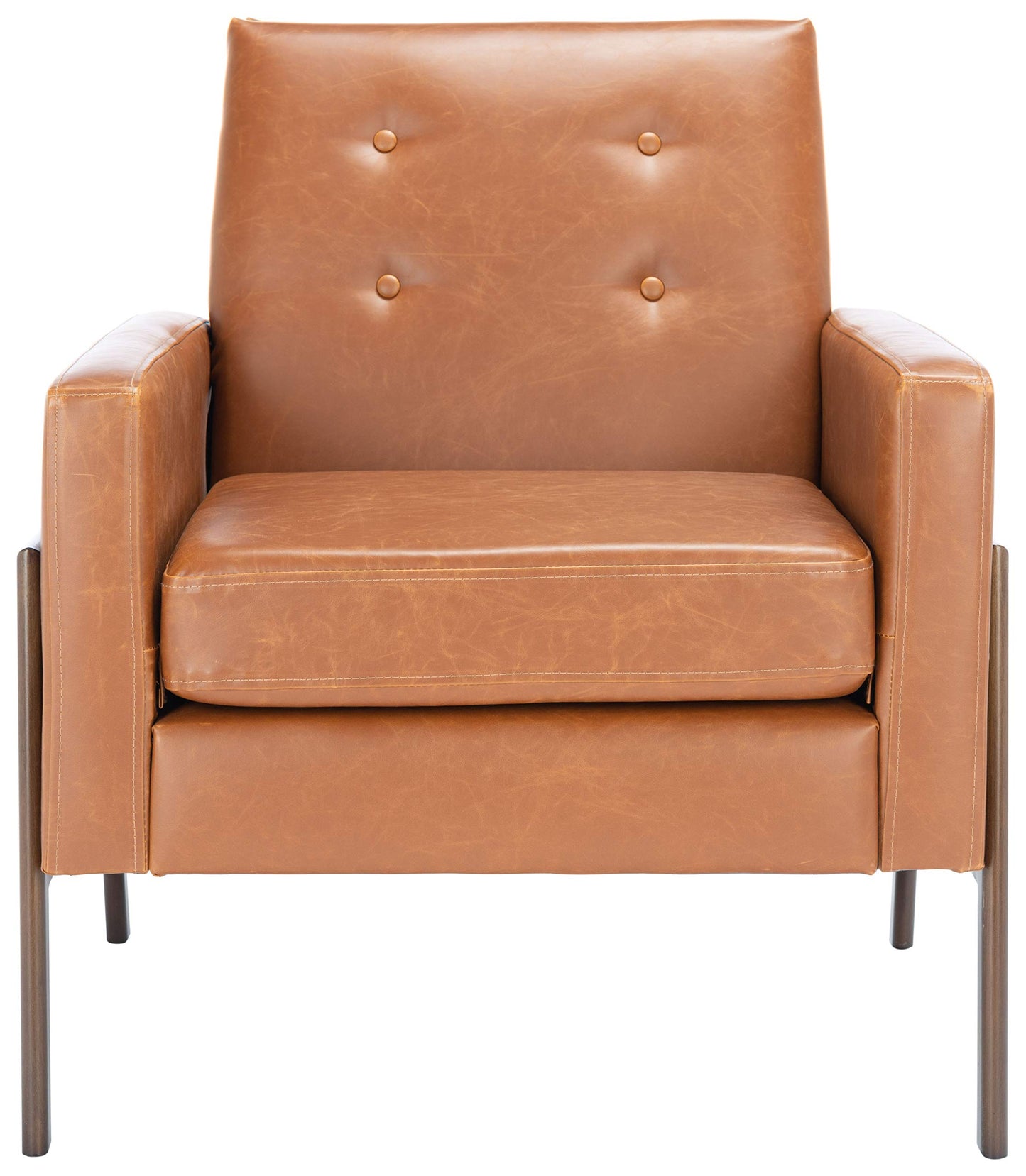 SAFAVIEH Home Collection Roald Faux Leather Sofa Accent Club Chair ACH6209C, Light Brown/Antique Coffee
