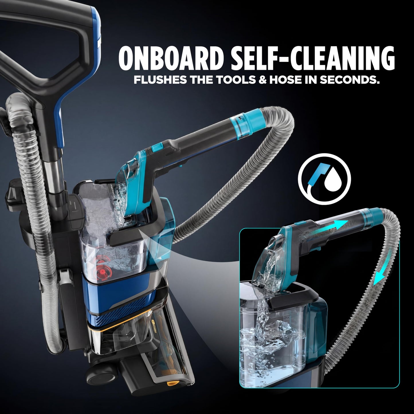 Shark CarpetXpert HairPro | Upright Carpet, Area Rug & Upholstery Cleaner | StainStriker Handheld Tough Stain Remover & Onboard Self Clean | Pet Hair Pickup & Odor Removal | 5 Tools | Navy | EX304