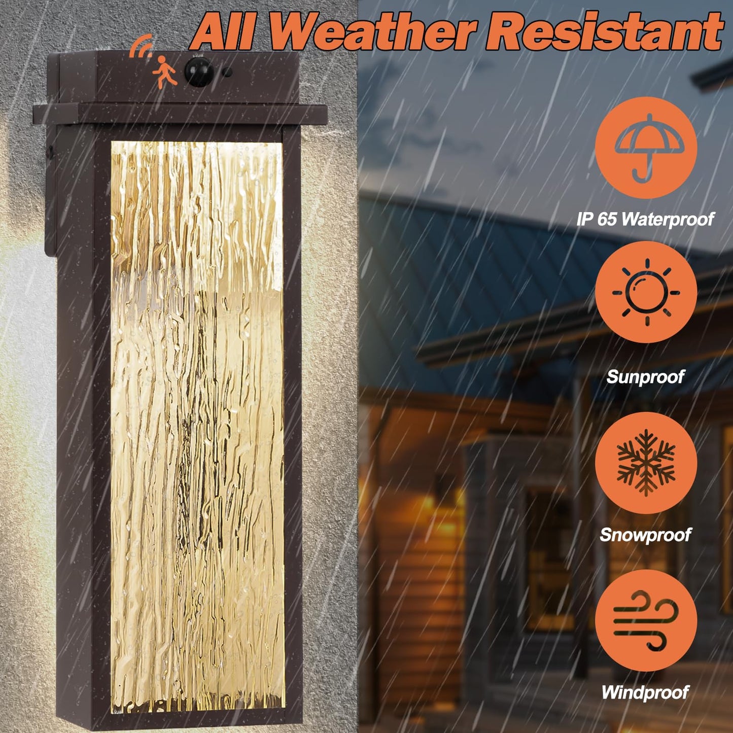VenzBlomia 20·LED Outdoor Wall Sconce, Motion Sensor, Waterproof, Oil Rubbed Bronze, 2 Pack