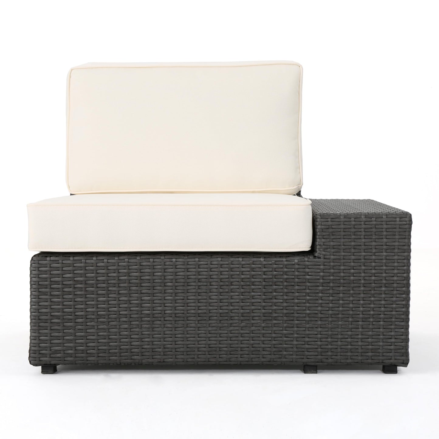 Christopher Knight Home Santa Cruz Outdoor Wicker Sectional Sofa Set with Water Resistant Cushions, 6-Pcs Set, Grey / White