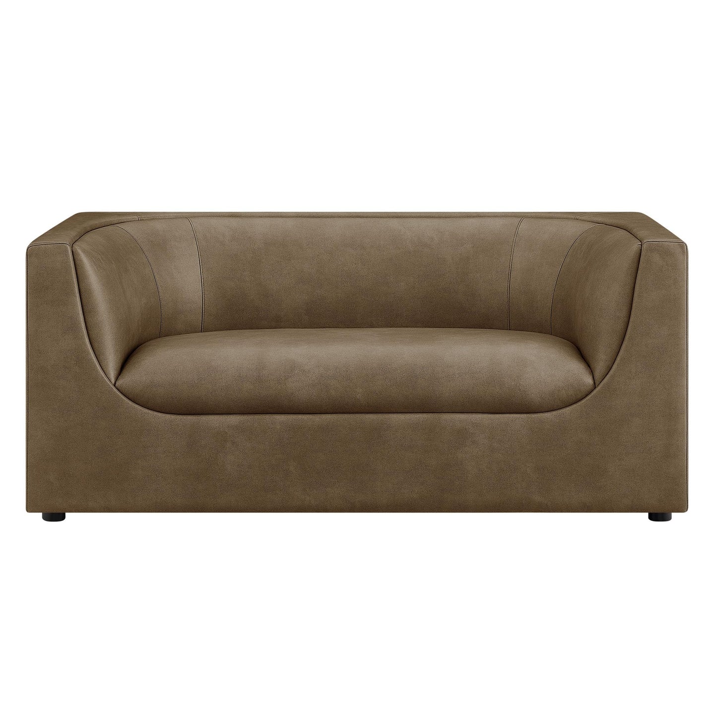 Modway Hilda 67 Inch Modern Curved Back Faux Leather Loveseat in Mushroom – Vegan Leather Upholstered 2-Seat Sofa for Living Room, Apartment, Office