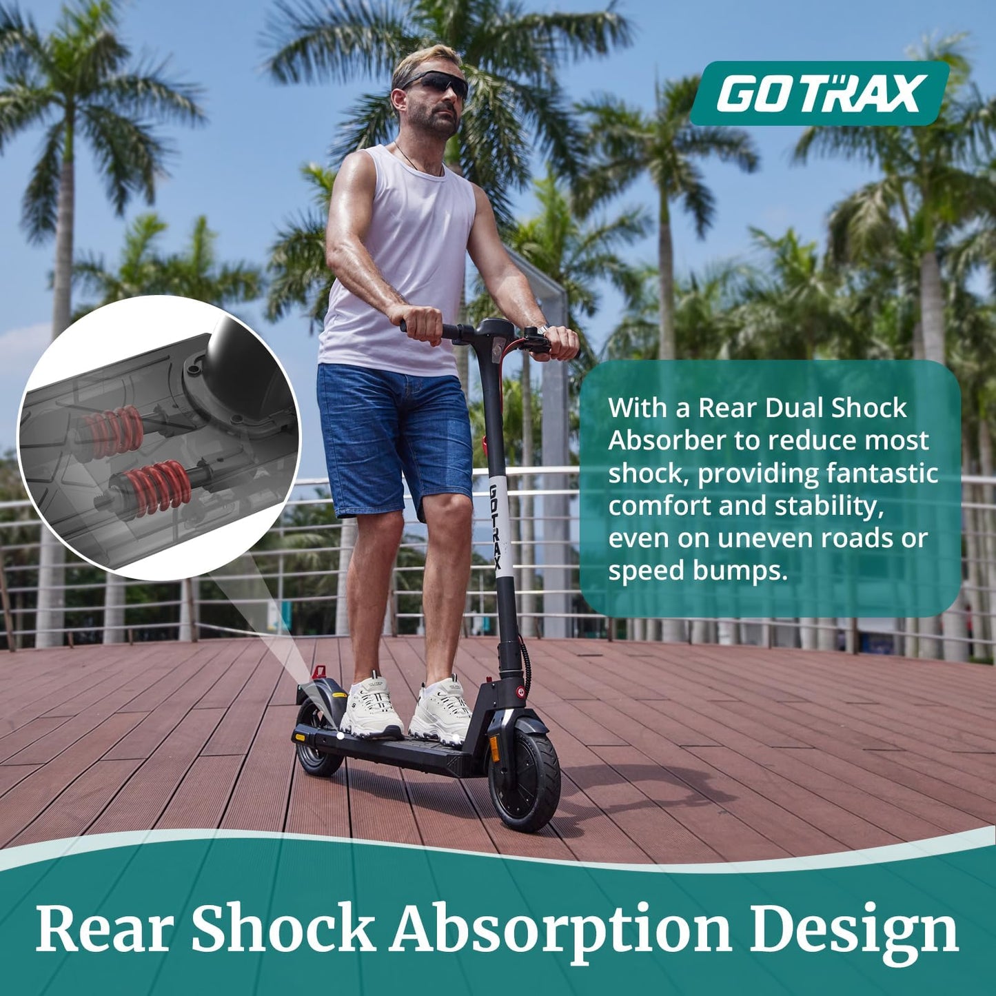 Gotrax APEX MAX Electric Scooter, 8.5" Solid Tires, Max 18 Mile and 18Mph 350W Motor with Rear Single Shock, Bright Headlight and Taillight and Cruise Control, Foldable Escooter for Adult