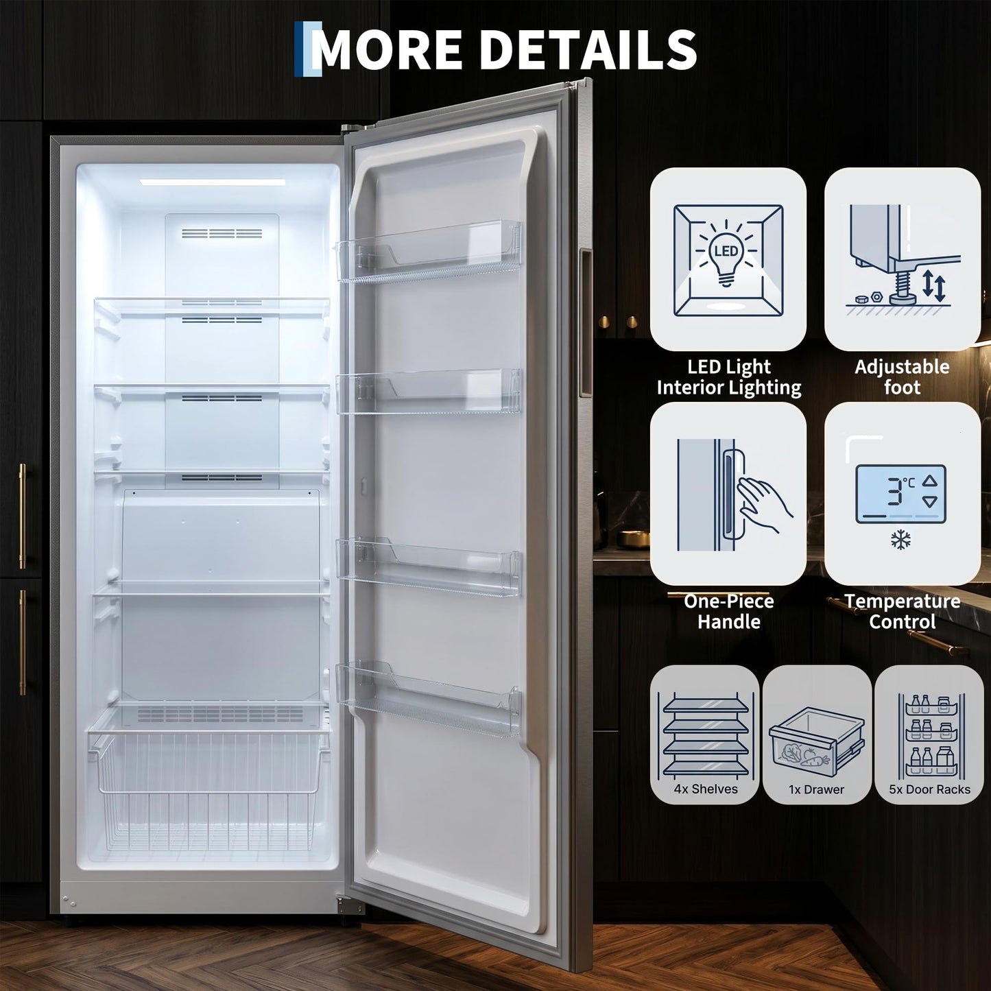 14 Cu.Ft Upright Freezer, Single Door Stand Up Freezer with Adjustable Shelves, Mechanical Temperature Control, Freestanding Deep Freezer for Garage, Kitchen, Home Use