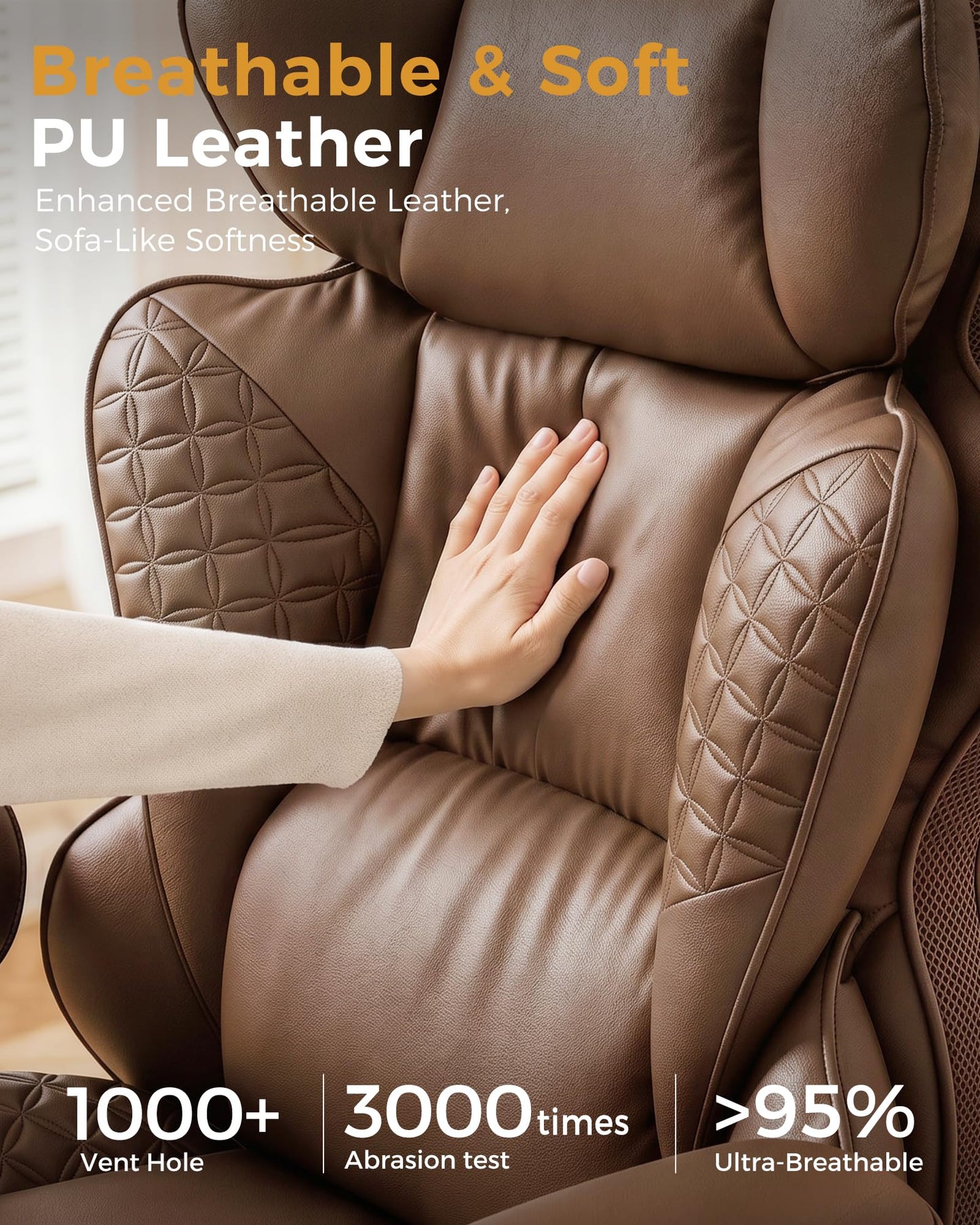 COMHOMA Big and Tall Office Chair Heavy Duty Gaming Chair with Deluxe Embossing Leather High Back Wider Ergonomic Computer Chair with Foot Rest 150°Reclining Pocket Spring Lumbar Support