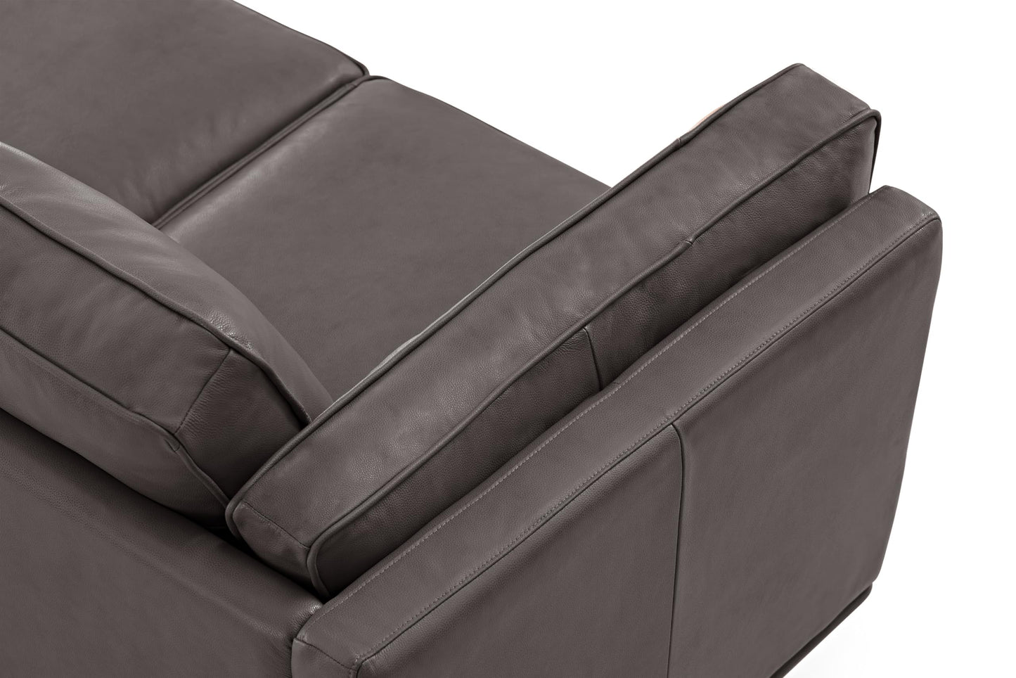 Valencia Artisan Full Leather Sofa 88” - Pure Full Italian Nappa Leather Couch, Solid Wood Accent, Ultimate Comfort, Modern Grey