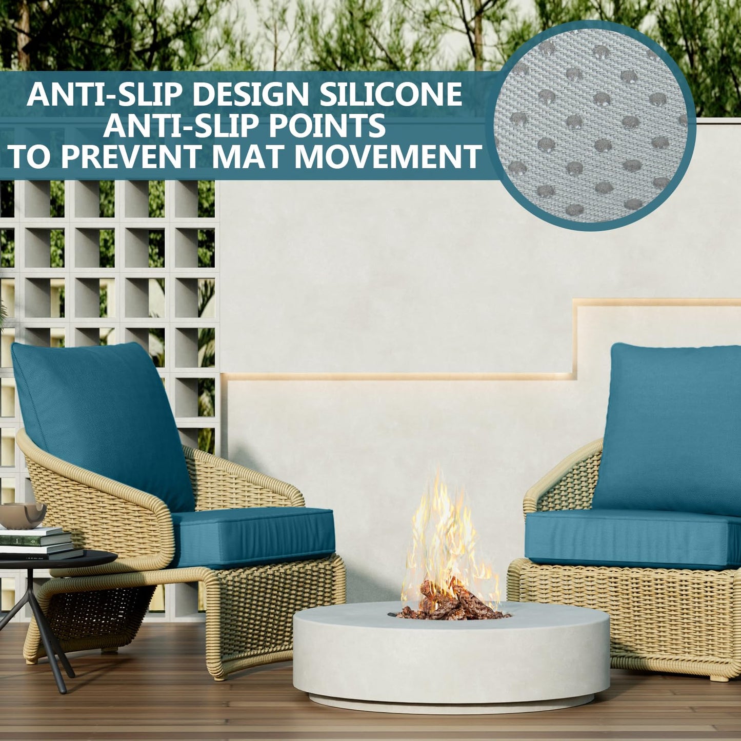 24" x 24" x 6" Outdoor Deep Seat Cushions Set - 4 Set Waterproof & Fade Resistant Patio Furniture Replacement Cushions, Non-Slip Outdoor Cushions Fit Loveseats, Couches, Chairs, and Sofas.