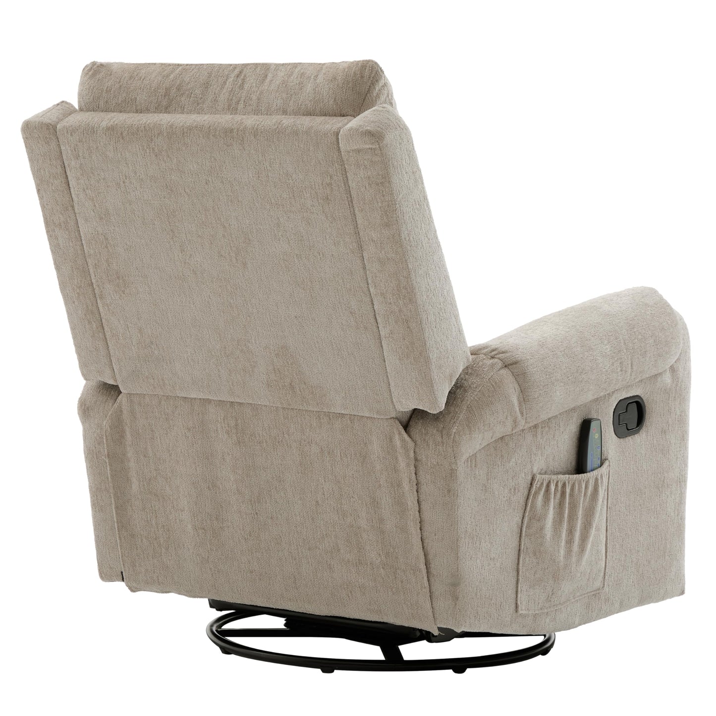 Christopher Knight Home Harper Massage Recliner Chair with 8 Modes, Chenille Upholstered Recliner Sofa, Swivel Massage Chair with a Side Storage Pocket for Living Room/Bedroom,Head Support,Light Brown