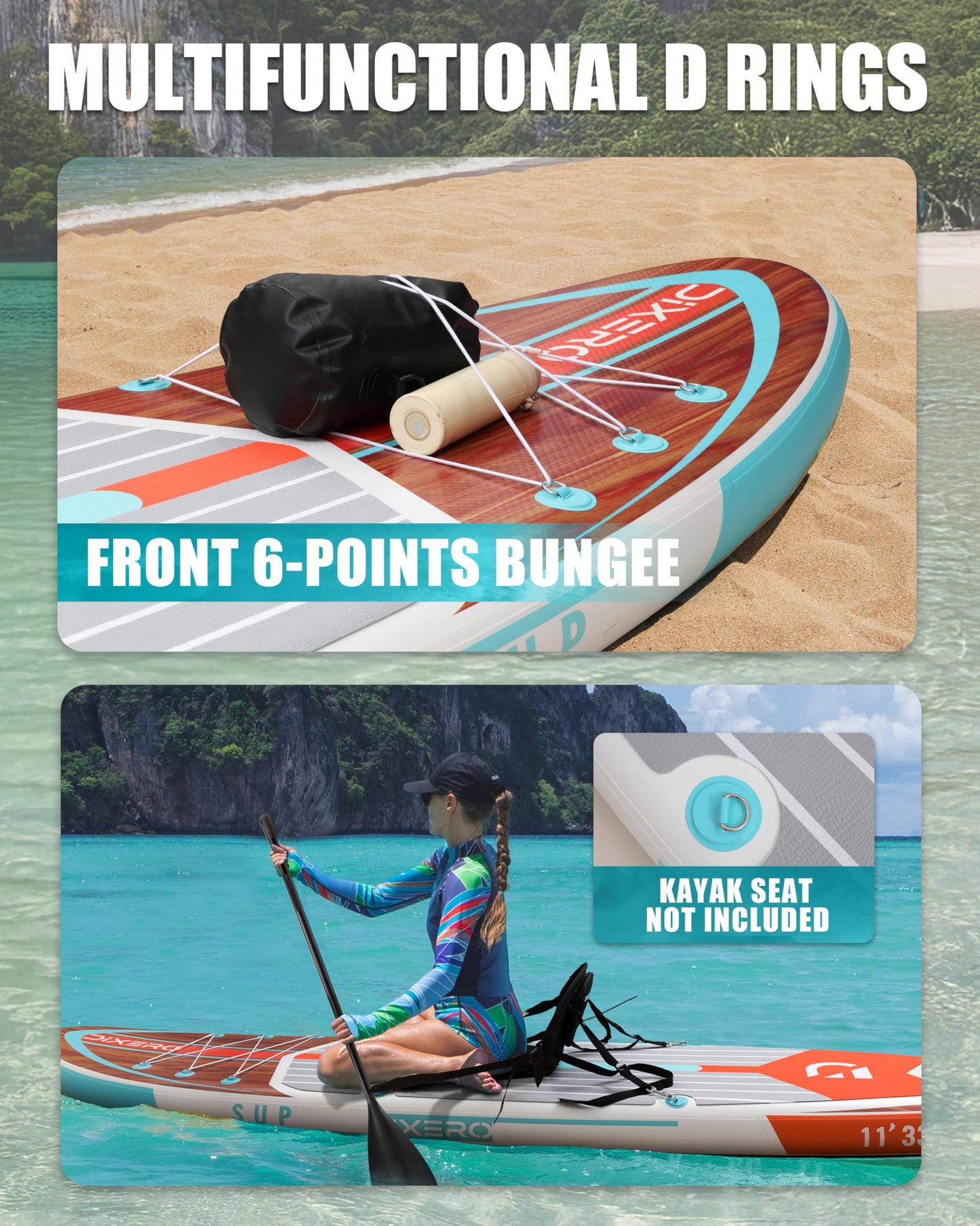 Dixero Inflatable Stand Up Paddle Board with SUP Accessories, Anti-Slip EVA Deck, 11'*33" Inflatable Paddle Boards for Adults & Youth of All Skill Levels