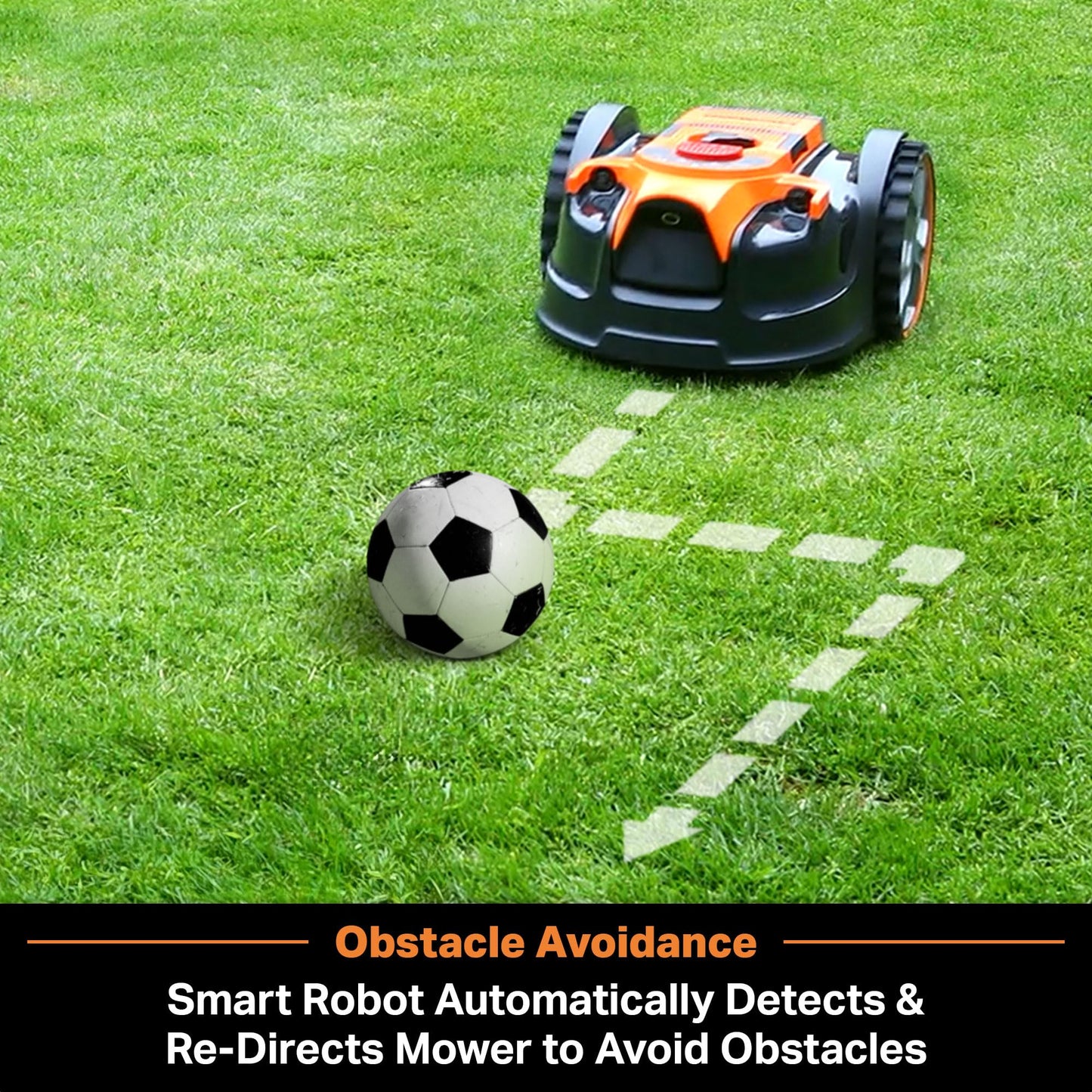 LawnMaster OcuMow Perimeter Wire Free Robot Lawn Mower Cuts Small Lawns 1000-2000 Square Feet with Optical Navigation, Obstacle Avoidance, Low Noise and No Go Functiont
