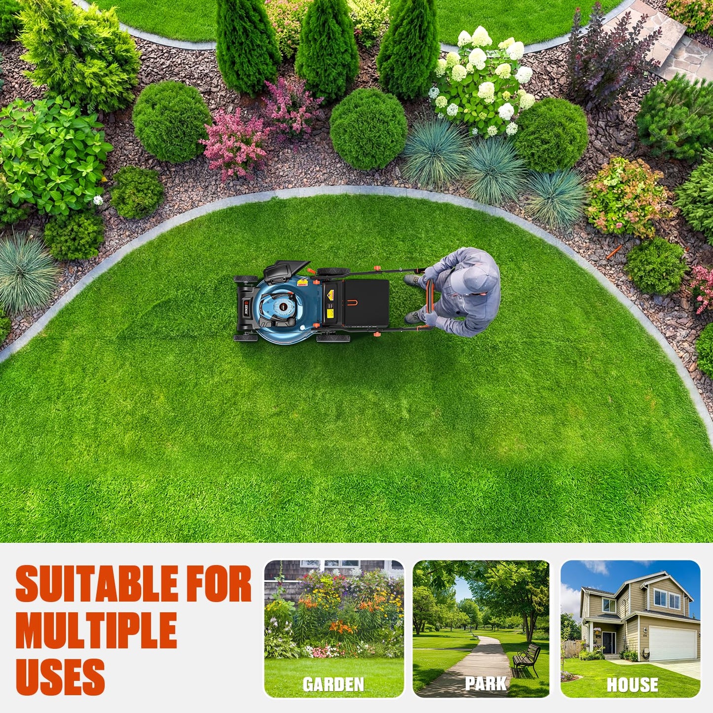 SENIX 22 Inch 3-in-1 Gas Lawn Mower, 201cc Rear Wheel Single Speed Self-Propelled Mower, 4-Cycle Engine, Steel Deck, Mulching, Bagging, Discharging, 6-Position Cutting Height Adjustable, for Yard