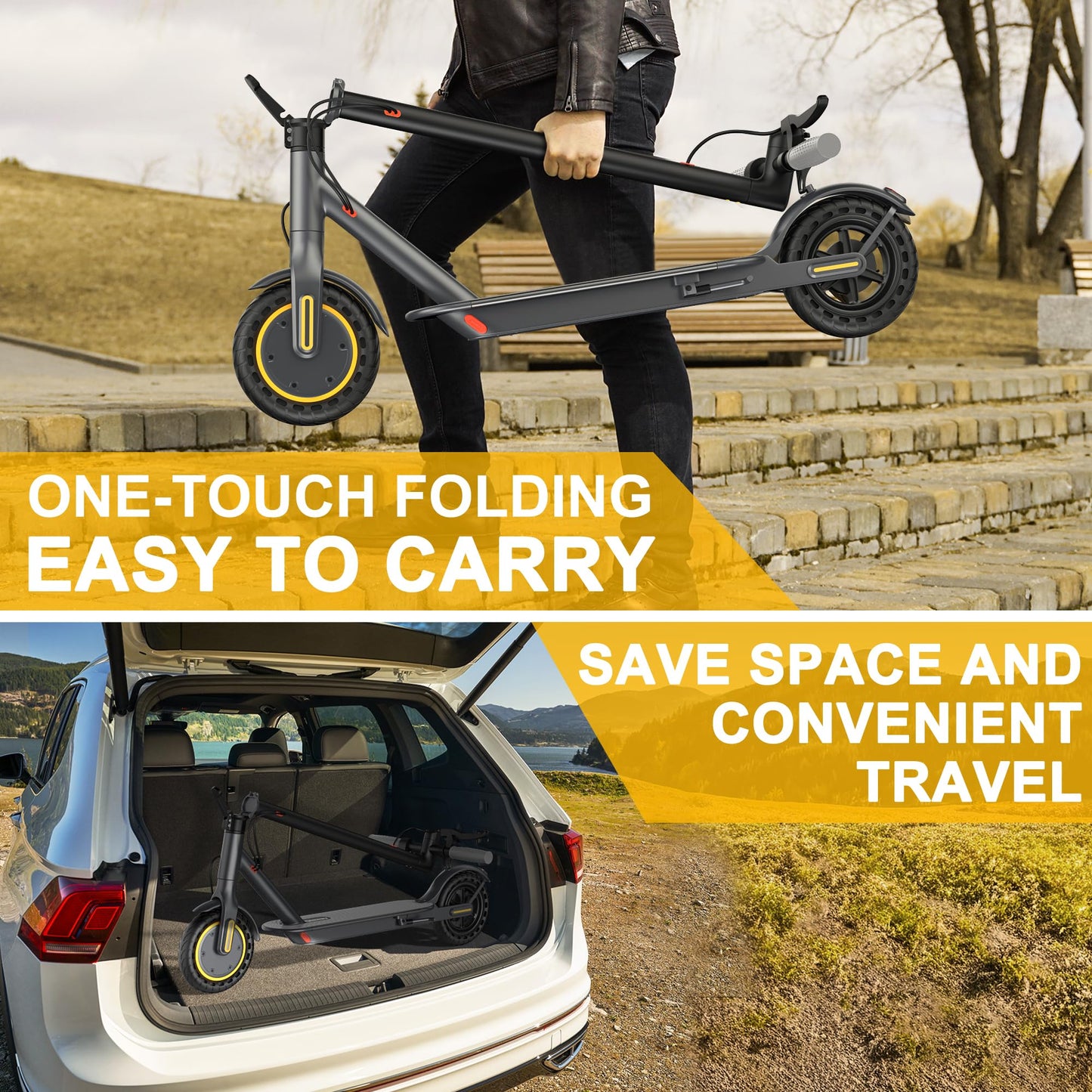 Qlaway 8.5" Aluminum Alloy Frame E Scooter for Adults 19 MPH Sport Escooter 350W Motor, Electric Scooter Up to 22 Miles Range, Bearing 265 LBS/APP Control-Gray