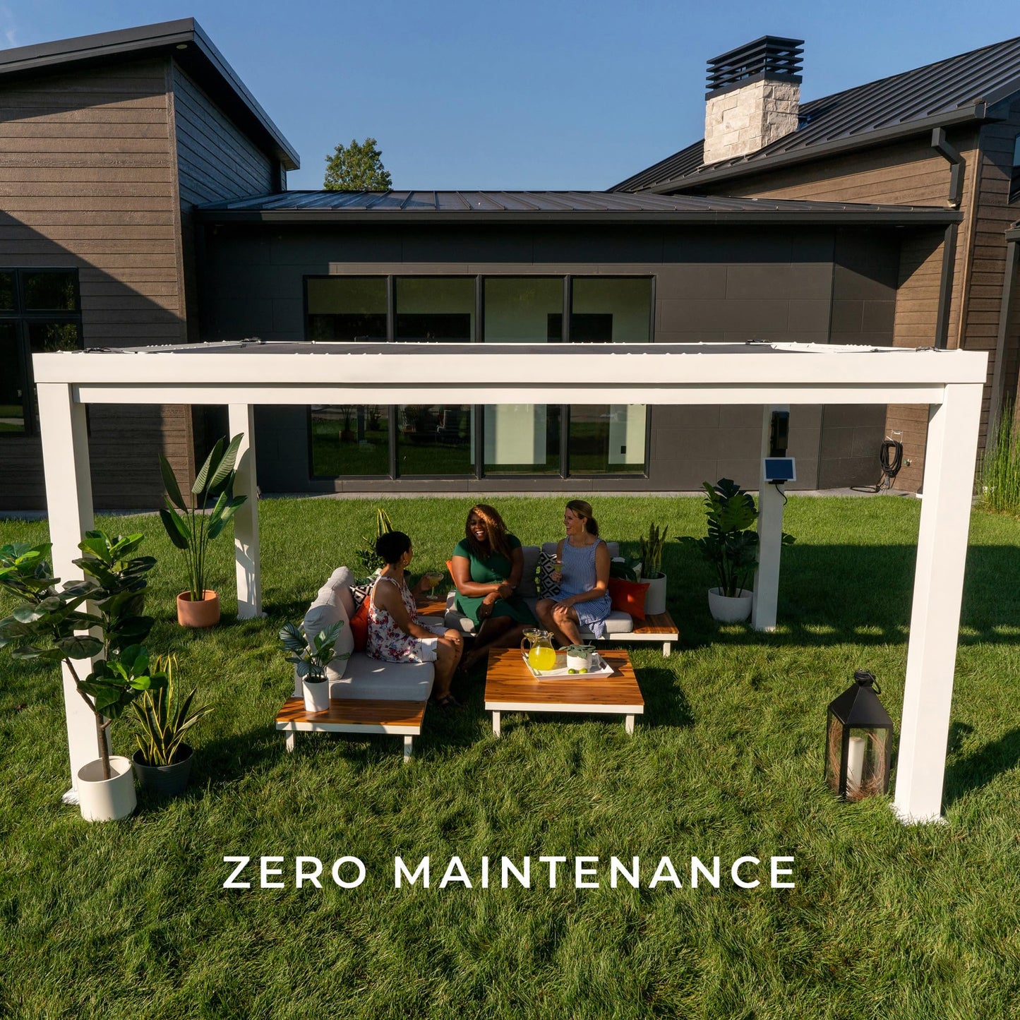 Backyard Discovery Windham 14' x 10' Modern Galvanized Steel Pergola Kit with Shade Sail Canopy, All-Season Durability, PowerPort, High-Wind Rating for Outdoor Patio, Garden, Deck, Entertaining