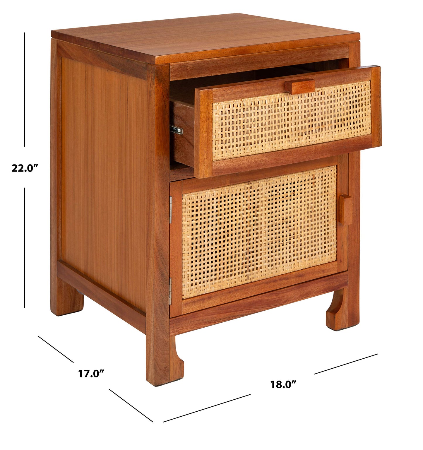 Safavieh Home Collection Dave Natural Rattan 1-Drawer 1-Door Nightstand