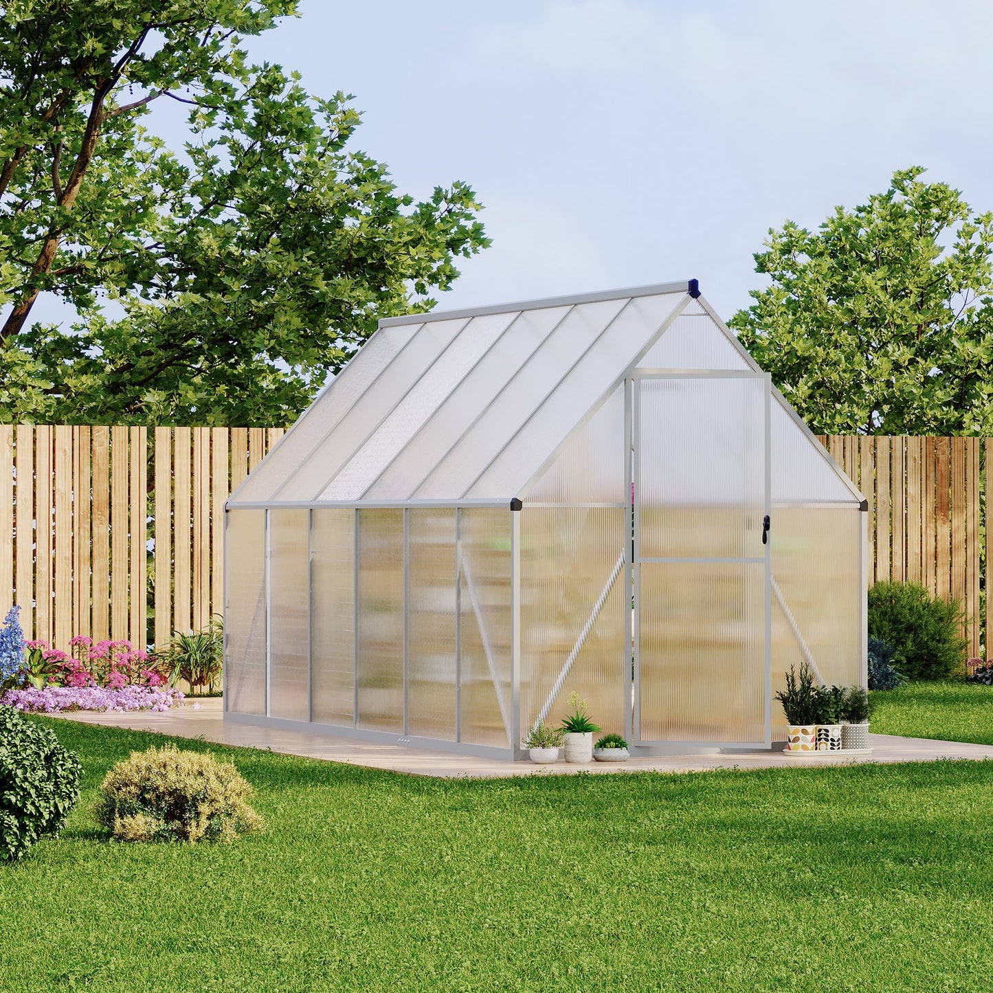 GarveeLife 6X11FT Polycarbonate Greenhouse with Aluminum Frame, Polycarbonate Greenhouse for Outdoors, Greenhouses with Ventilation, Aluminum Large Walk-in Greenhouses for Outside
