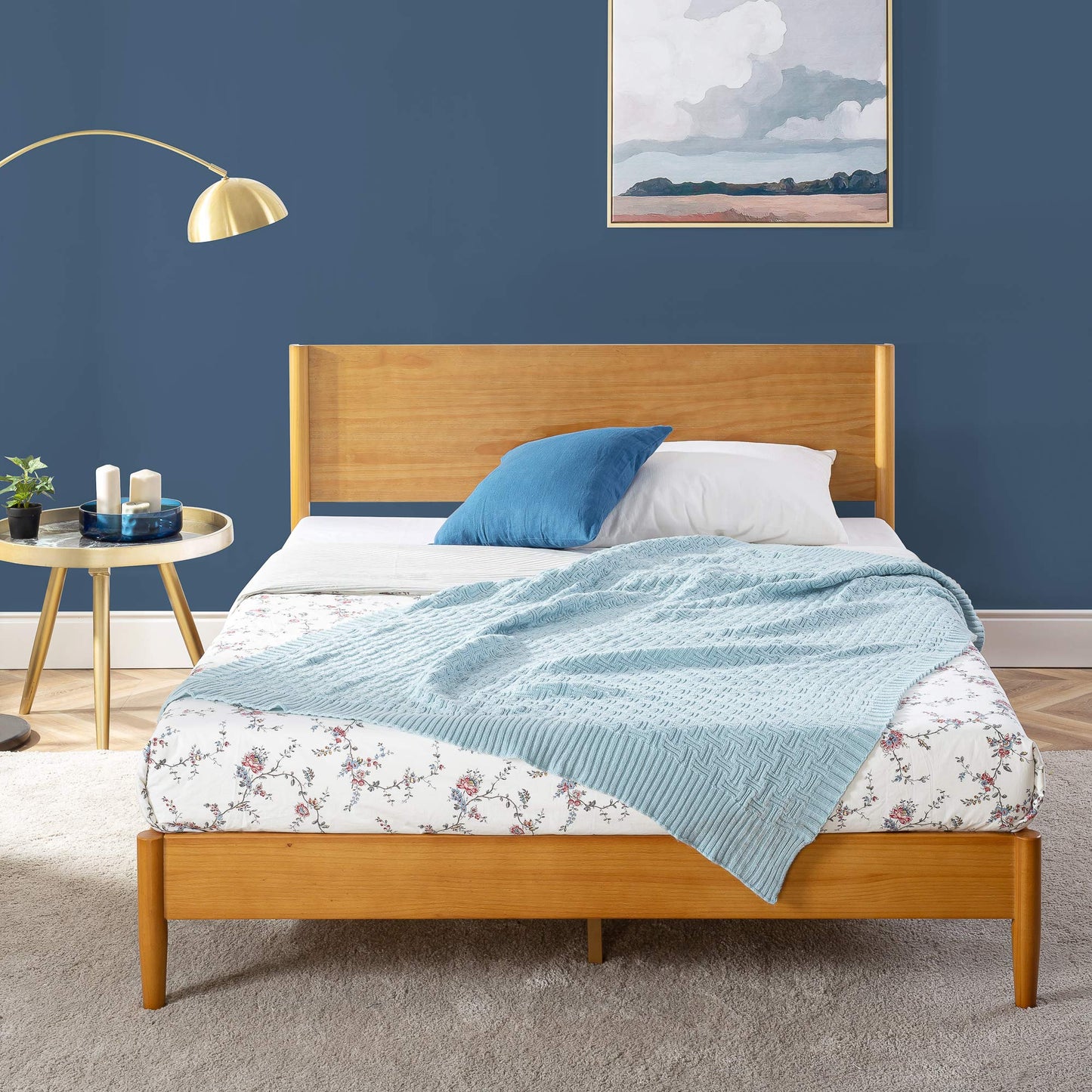 Zinus Allen Mid Century Wood Platform Bed Frame, Solid Wood Foundation, Wood Slat Support, No Box Spring Needed, Easy Assembly, Full