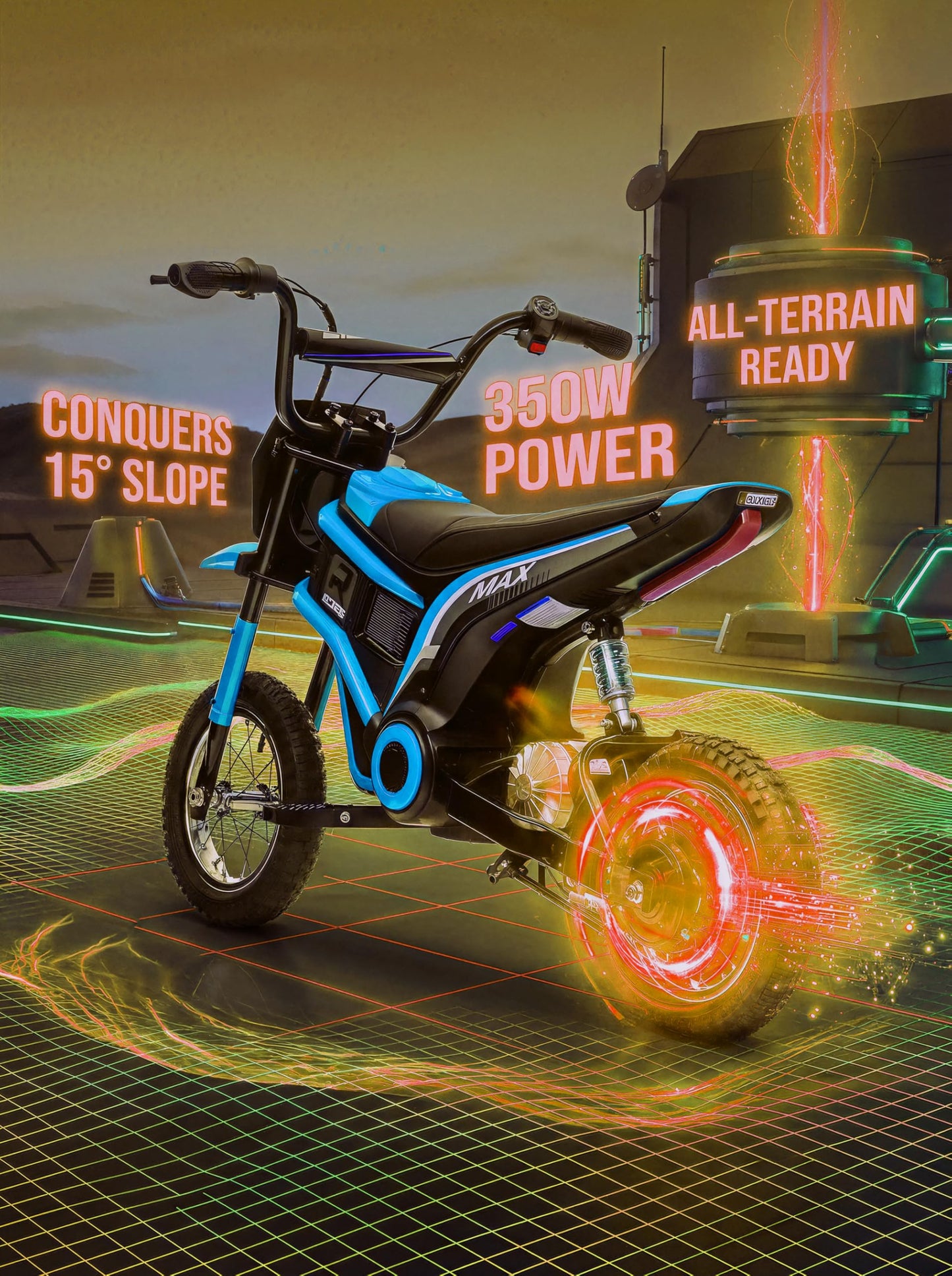 Garvee Kids Ride On Electric Dirt Bike,Kids All Terrain Electric Motorcycle,24V 350W Ride On Toy for Toddlers, Up to 14.5 MPH,Load 135 Lbs,Shock Absorption