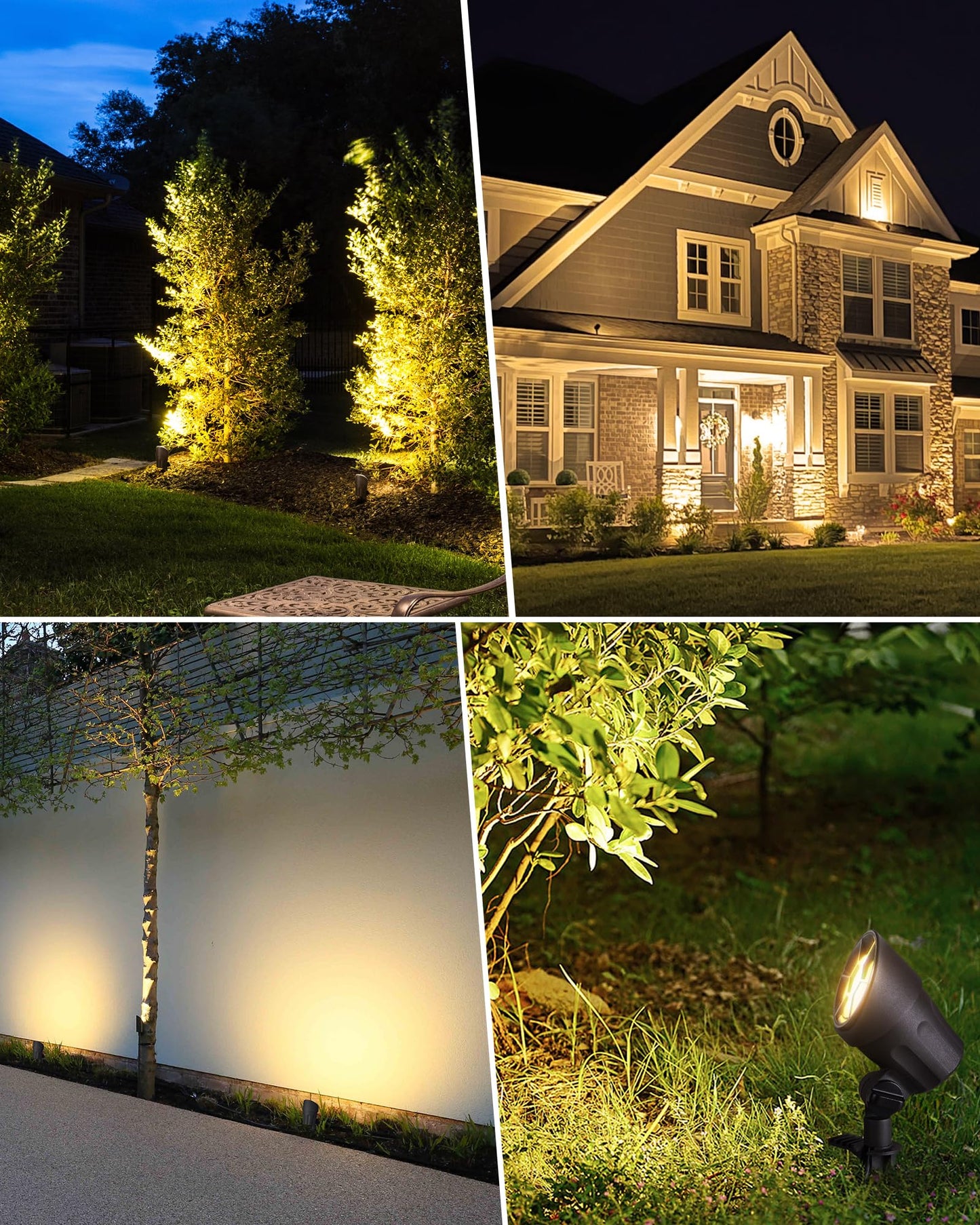 SUNVIE 6W Low Voltage Landscape Lighting LED Spotlights Waterproof Black 4 Pack Model CLWS0604C
