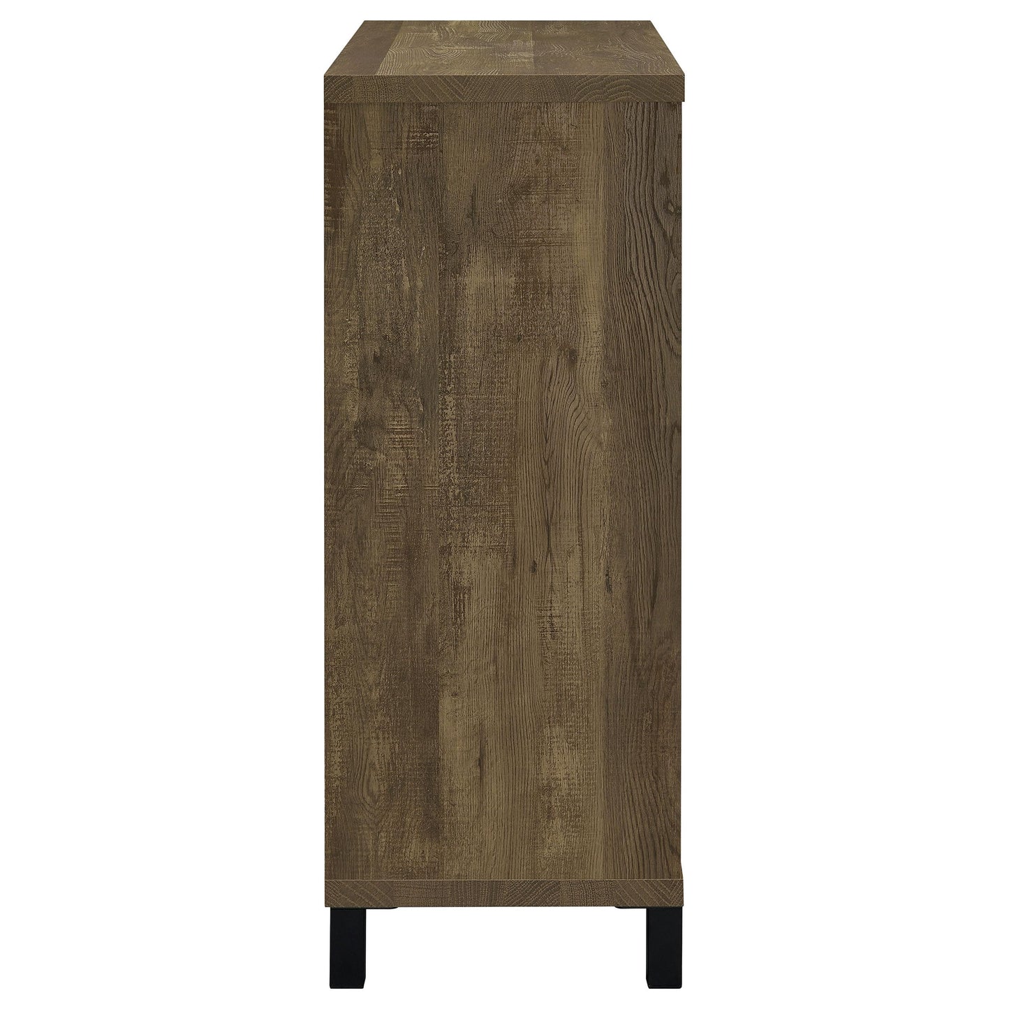 Coaster Home Furnishings Arlington Sliding Barn Door Home Bar Wine Cabinet, Rustic Farmhouse Liquor Cabinet with 3 Shelves, Stemware Rack, and Wine Racks, Oak