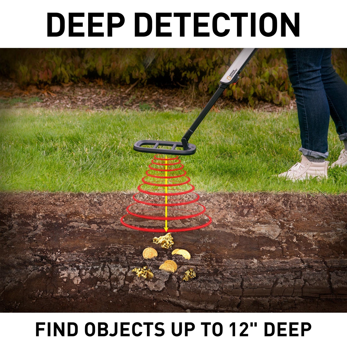 National Geographic PRO Series Metal Detector - Ultimate Treasure Hunter with Pinpointer, Large Waterproof 10" Coil - Lightweight and Collapsible for Easy Travel (Amazon Exclusive)