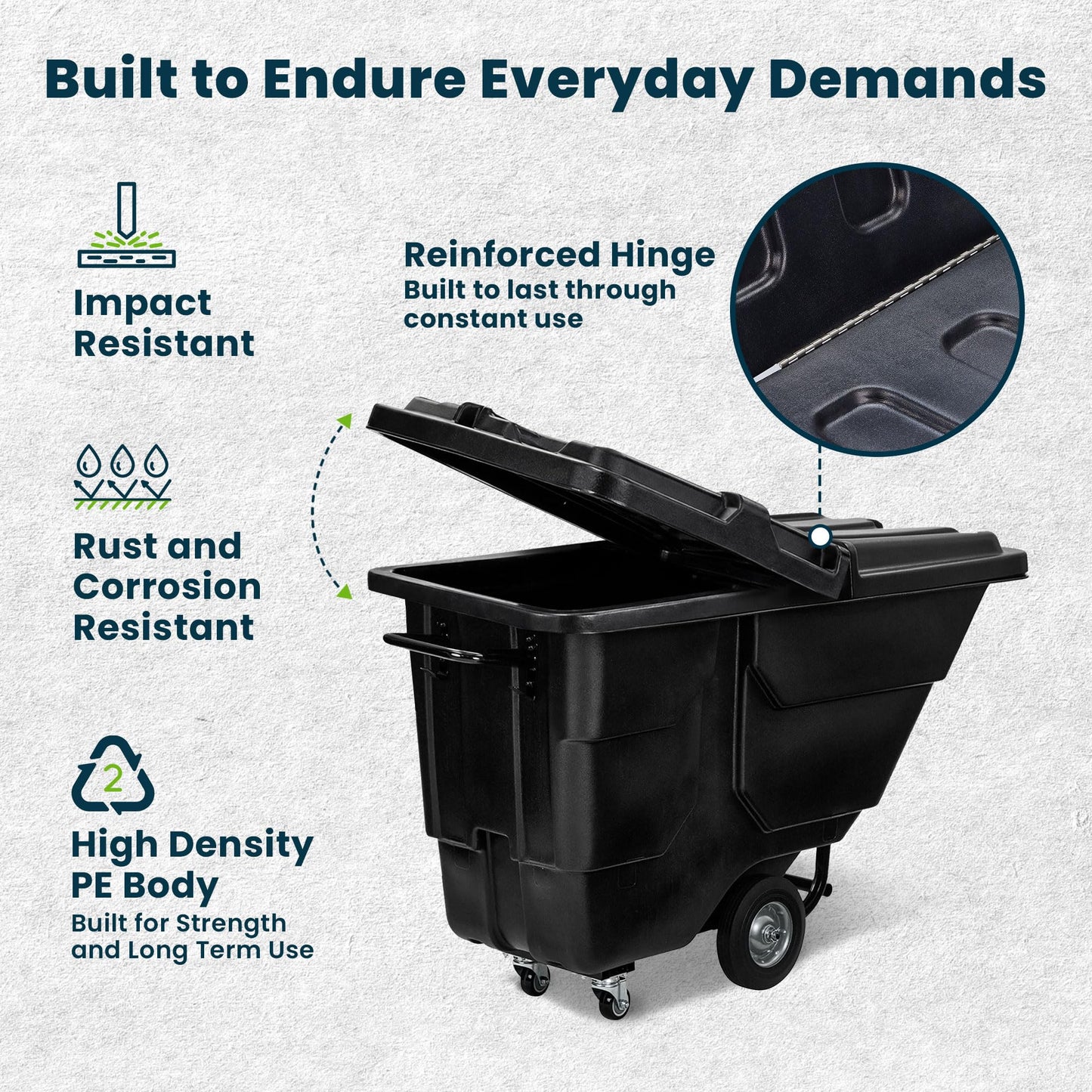 Alpine Tilt Truck Lid Cover – Fits 450 lb & 850 lb Utility Tilt Truck Trash Cart with Wheels