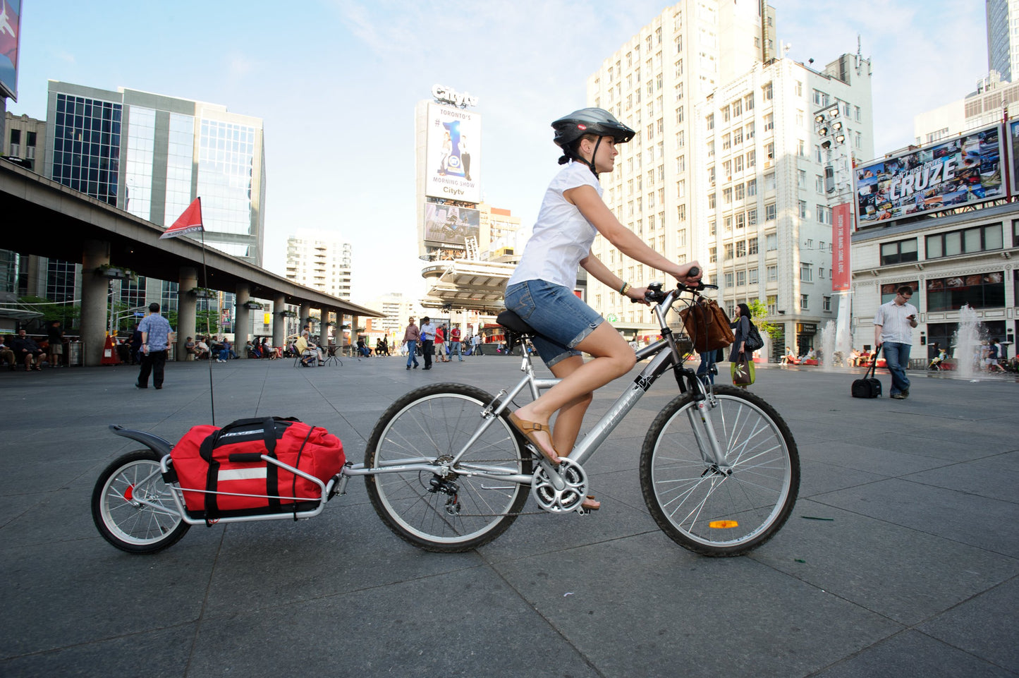Maya Cycle One-Wheel Bicycle Cargo Trailer with Kickstand – Converts to Wheelbarrow, Includes Bag, Fits 18" to 700c Bikes